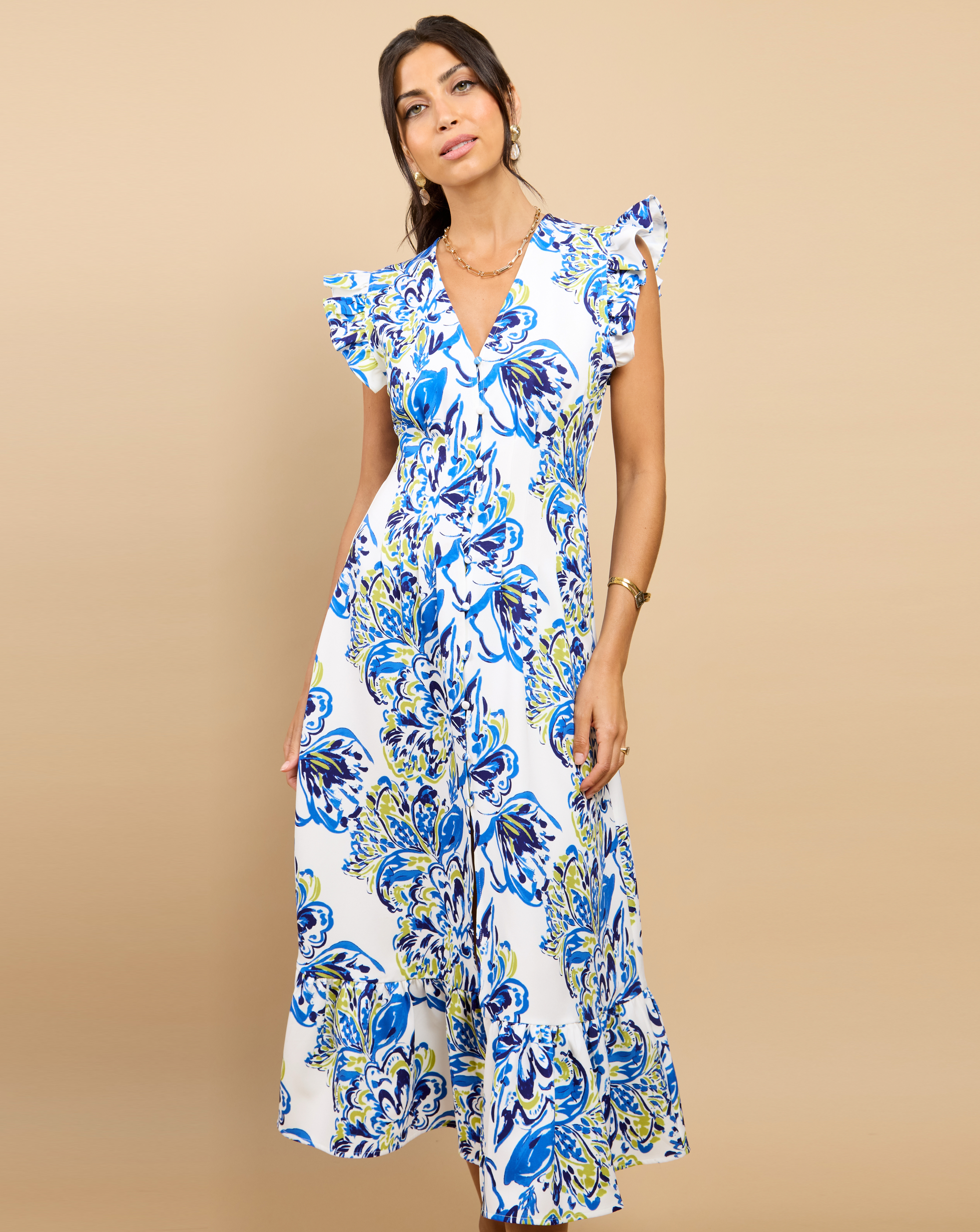 LM Blue Floral Midaxi