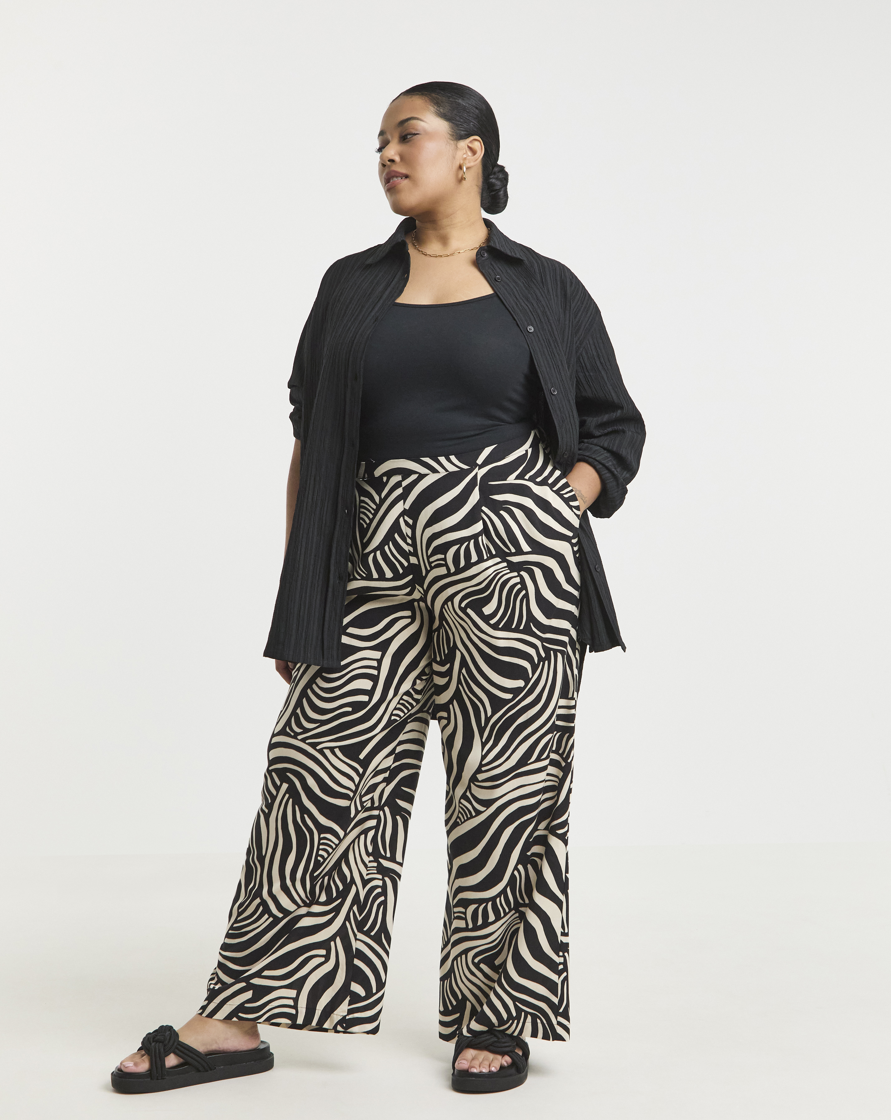 Simply Be Wide Leg Spun Viscose Trousers