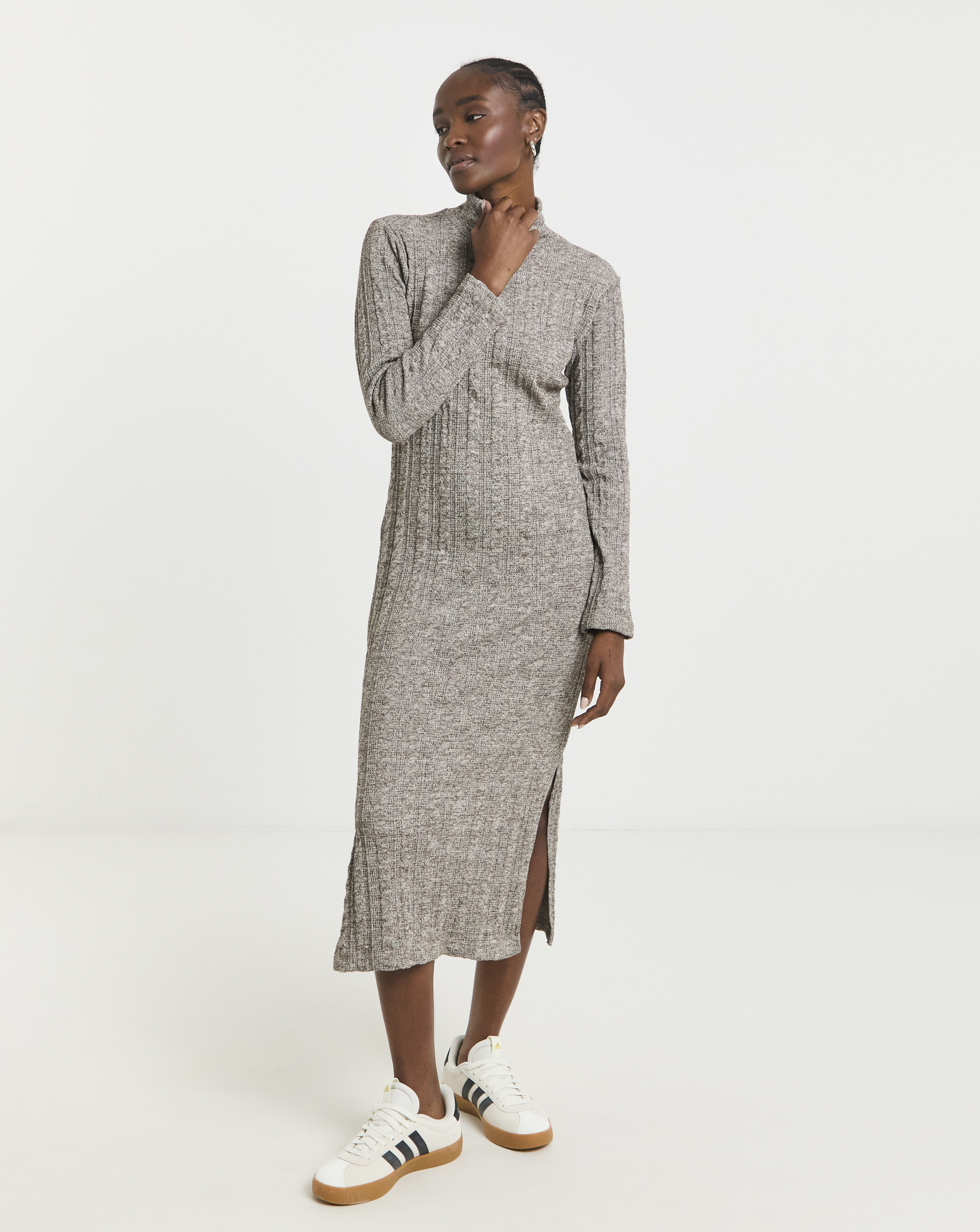 Native Youth Women's Grey Cable Knit Maxi Dress 6XL