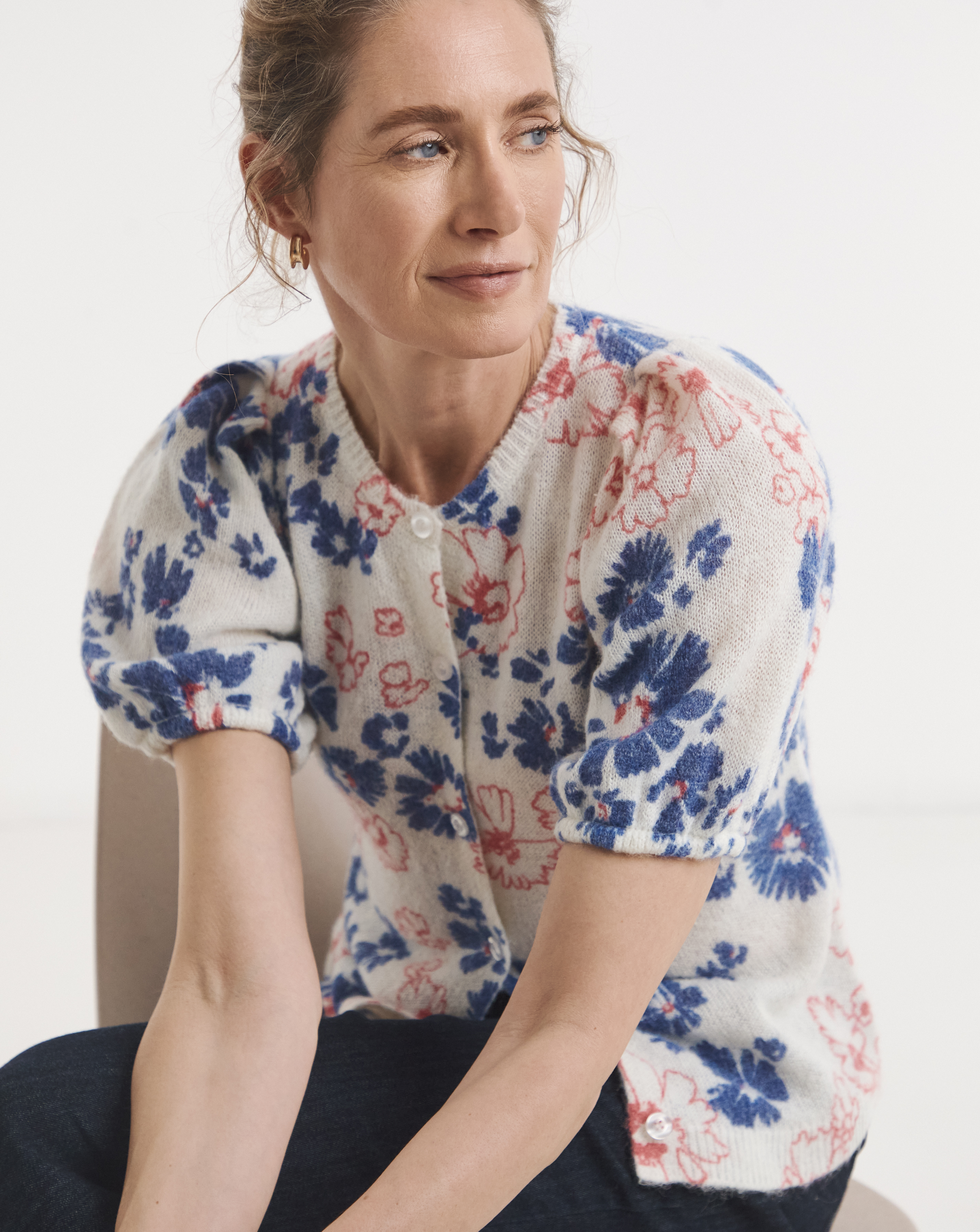 Printed Short Sleeve Cardigan
