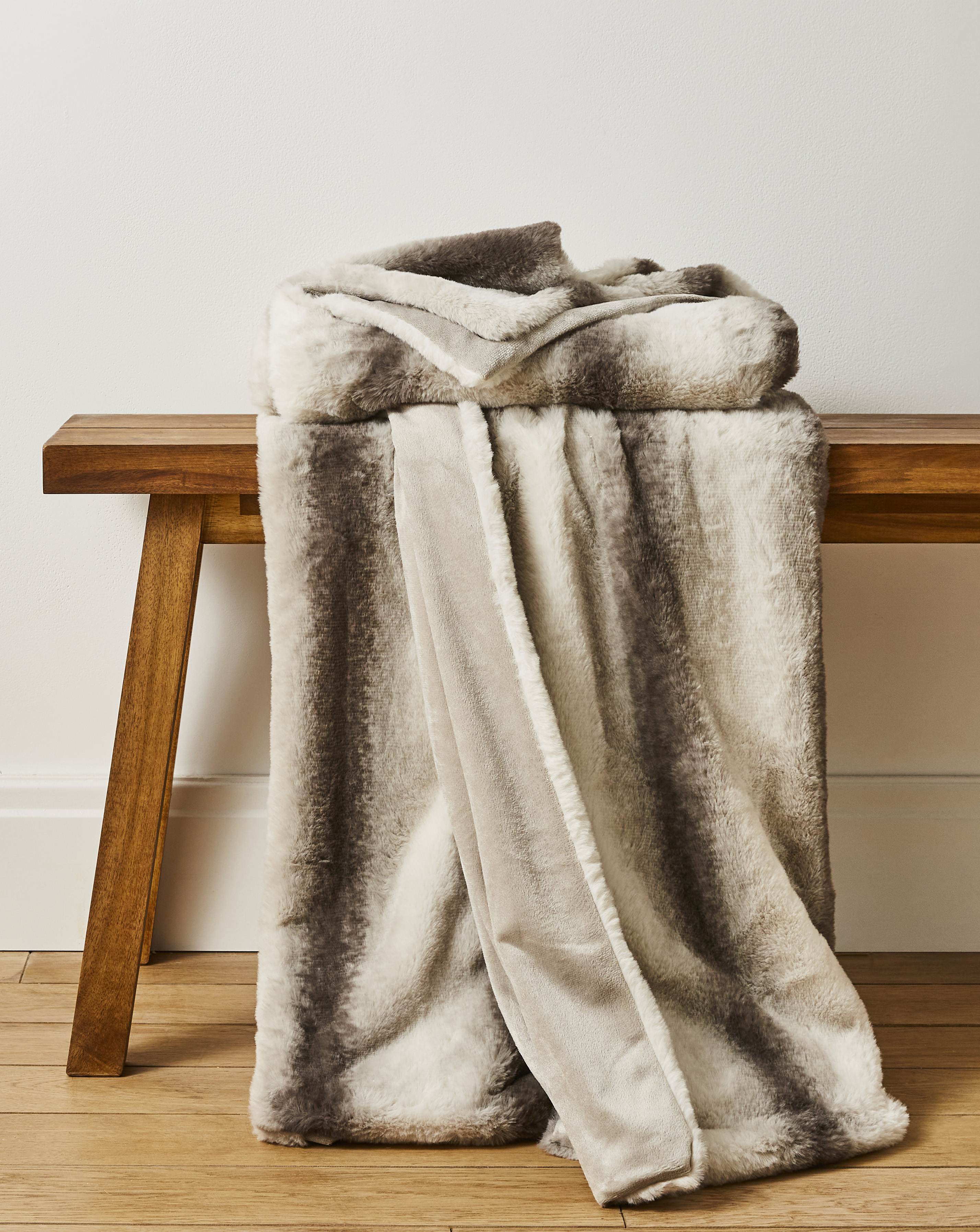 Stripe Animal Printed Faux Fur Throw