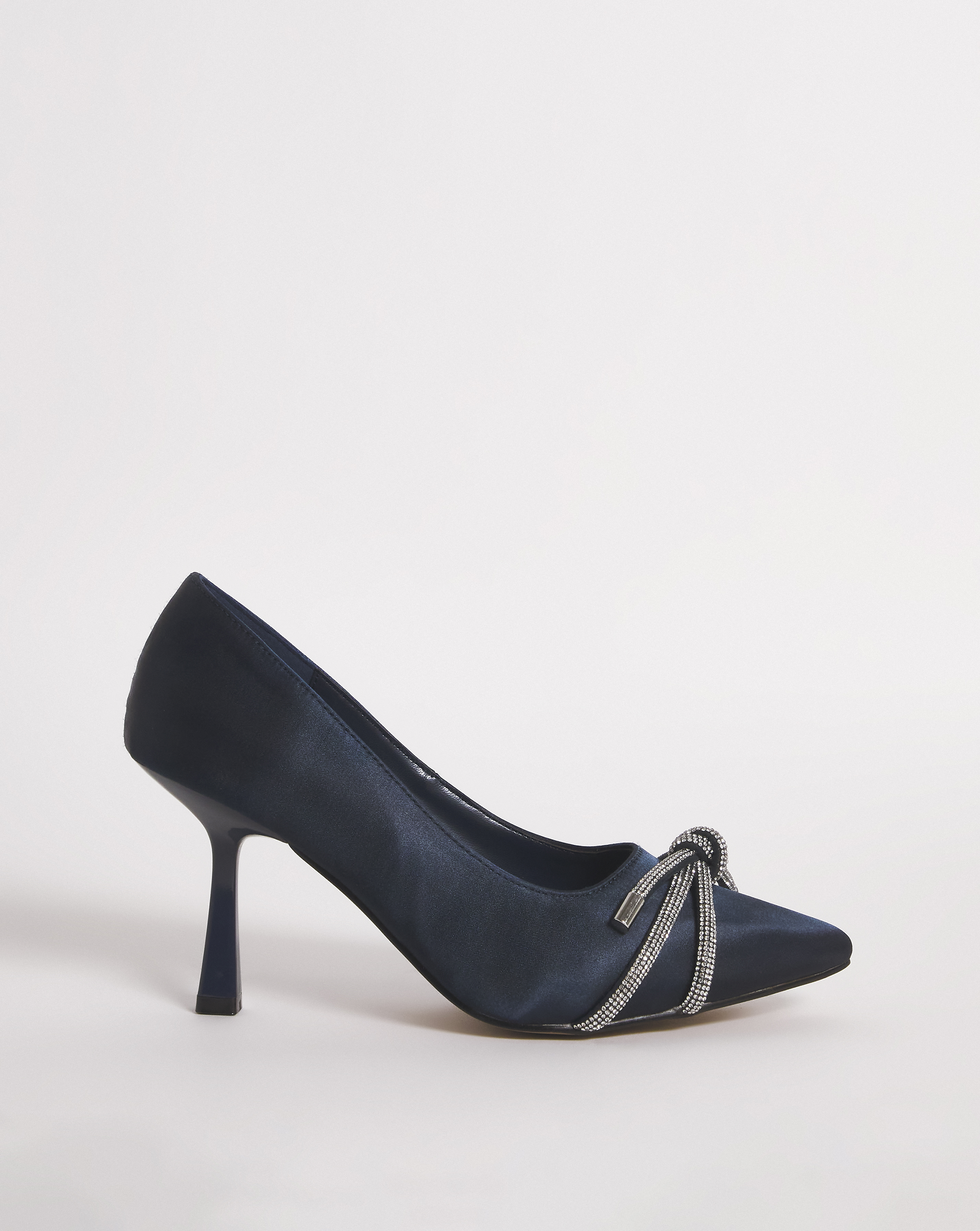 Diamante Knot Heeled Shoes Ex Wide Fit