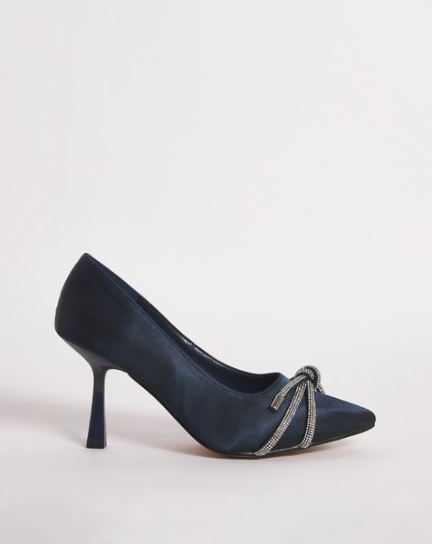 Diamante Knot Heeled Shoes Ex Wide Fit
