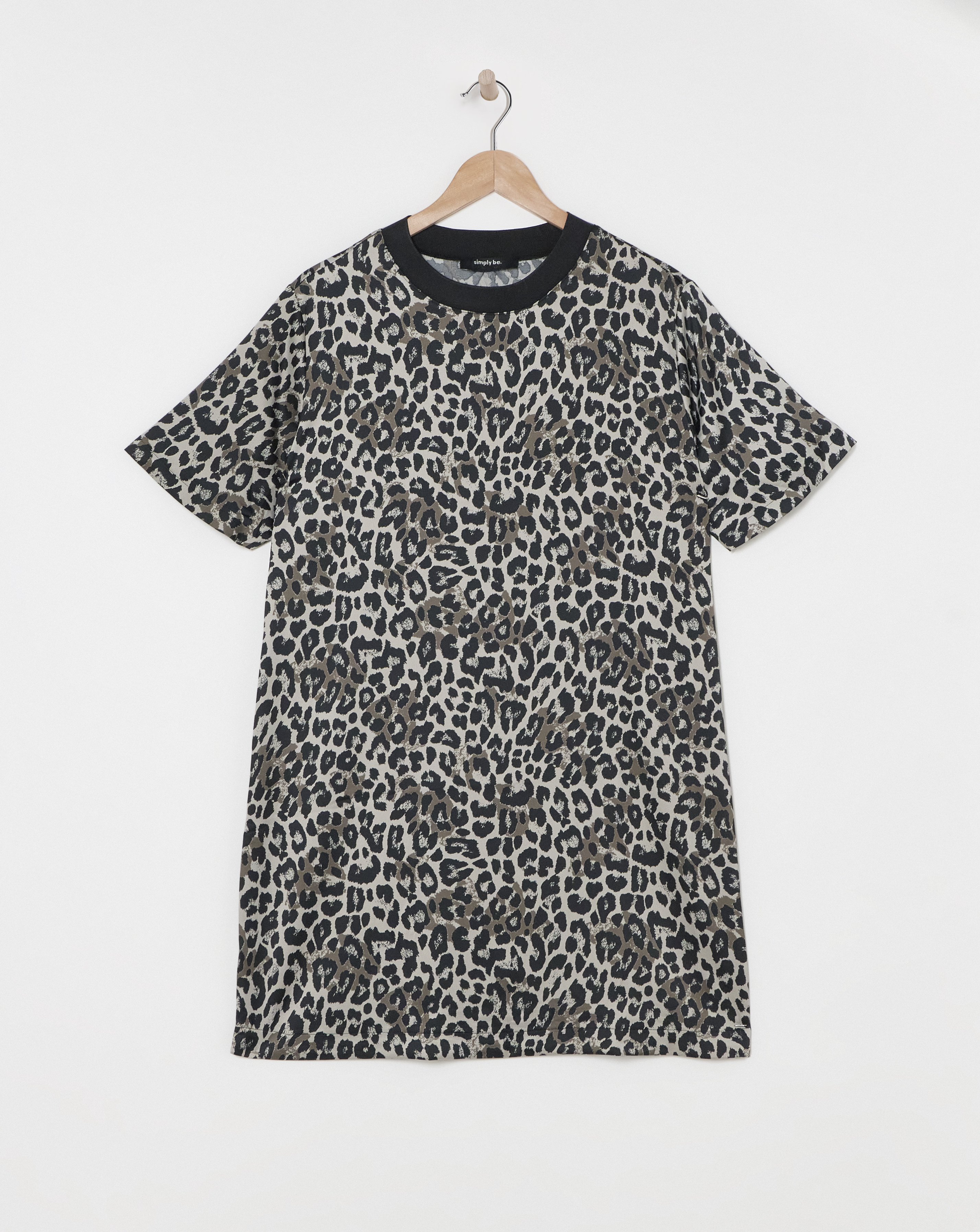 Simply Be - Women's Leopard Satin T-Shirt Dress - Size 10 - Leopard - 98% Polyester 2% Elastane