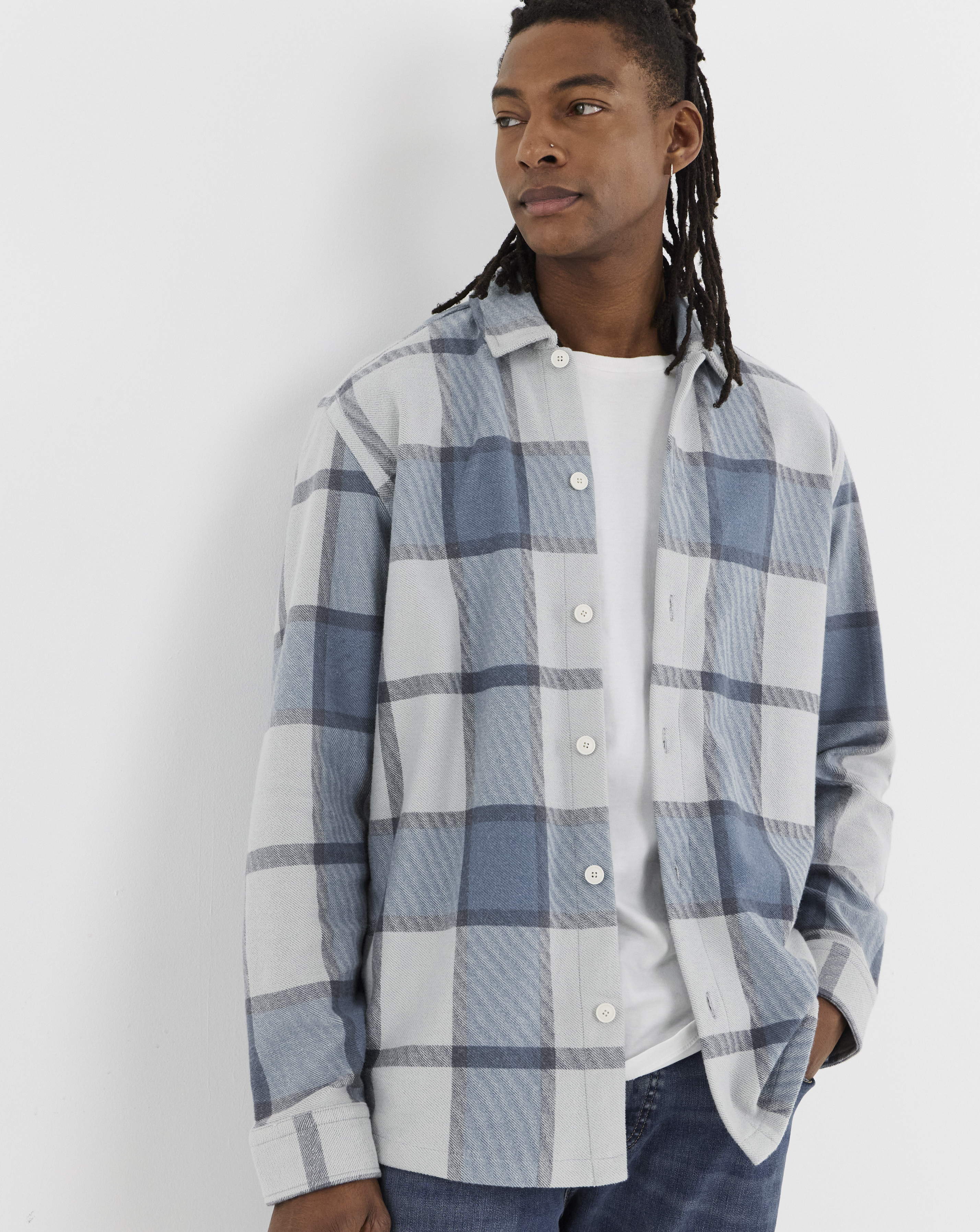 BOSS Check Overshirt - Silver