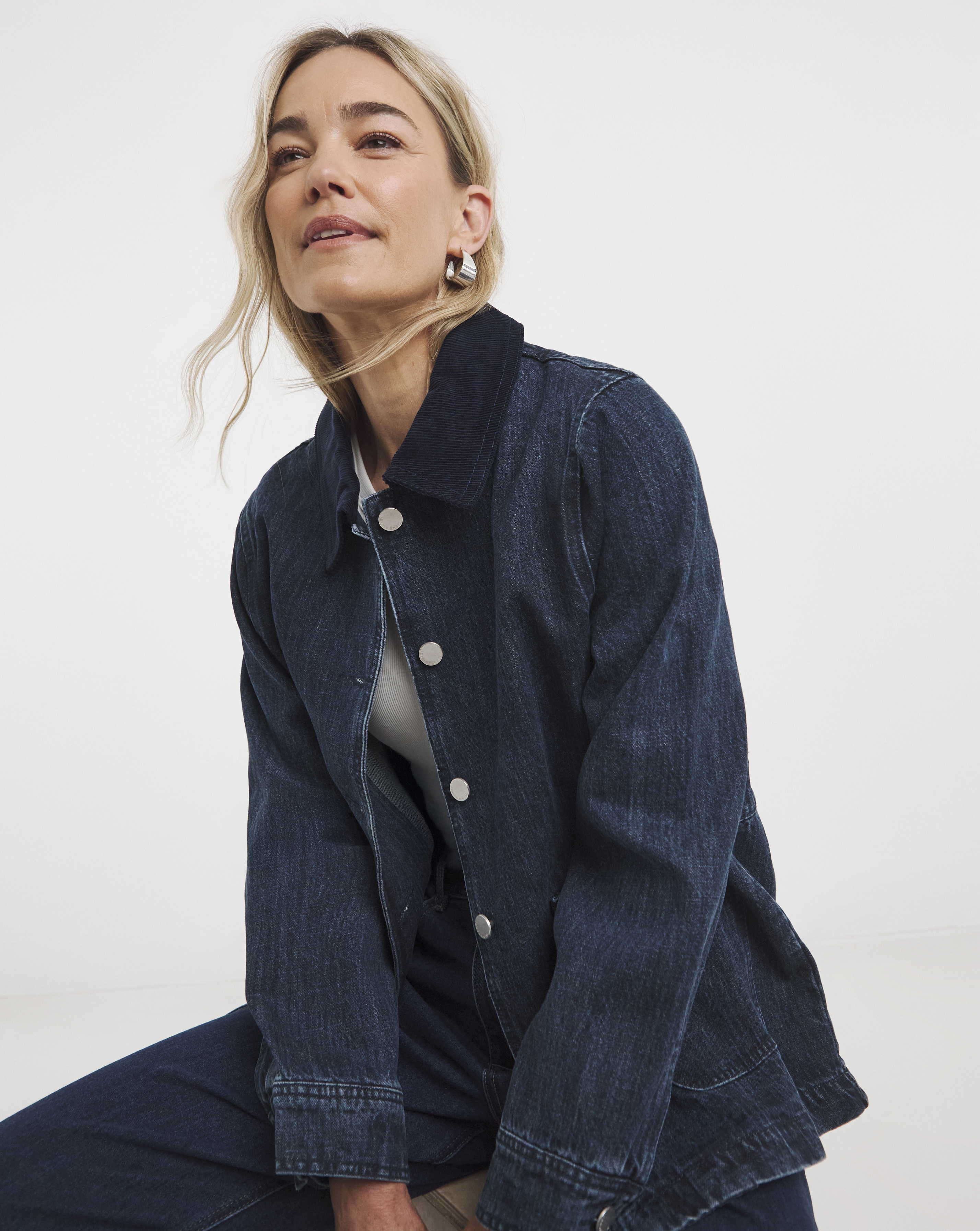 Indigo Cord Collar Denim Workwear Jacket