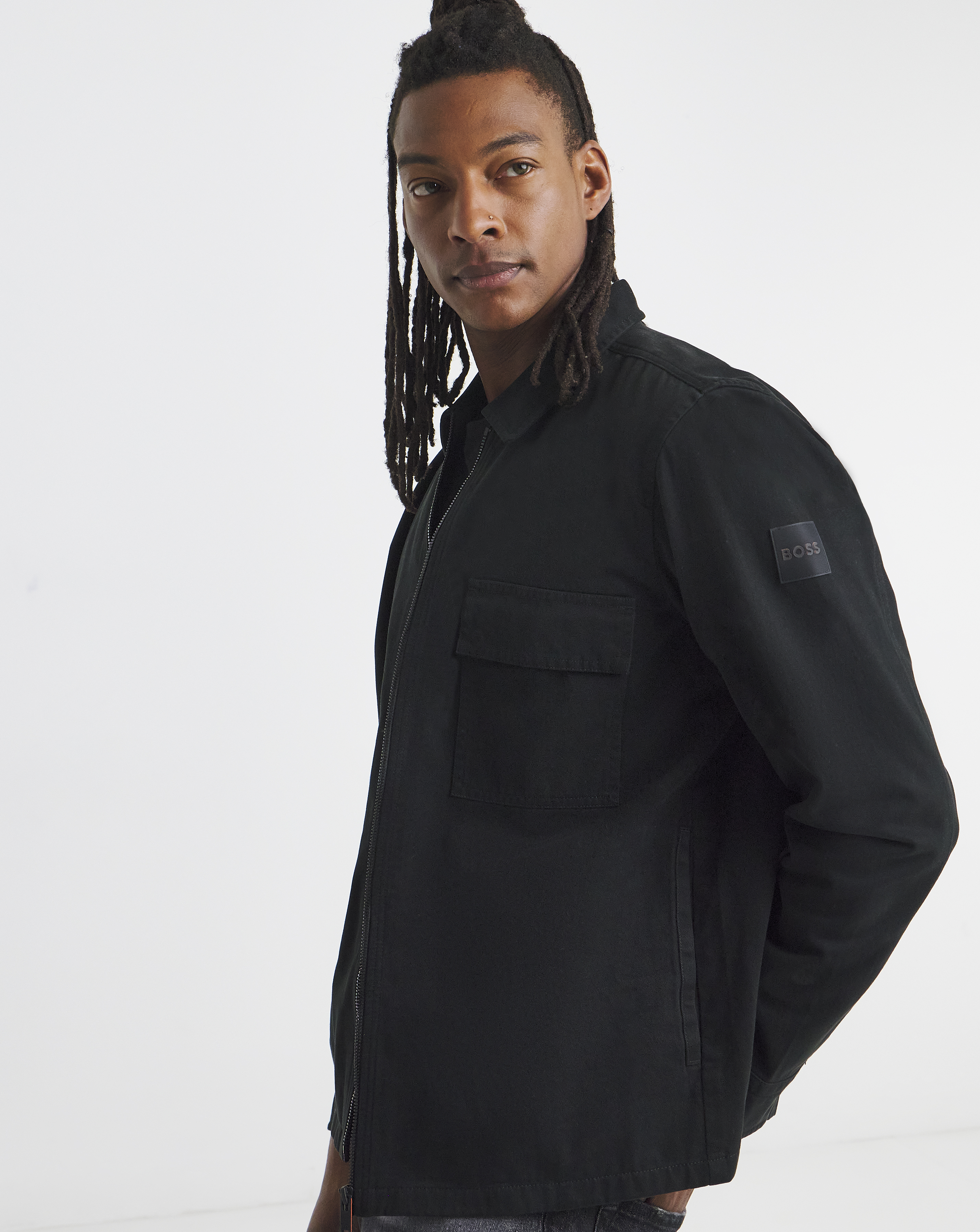 BOSS Zip Through Overshirt - Black