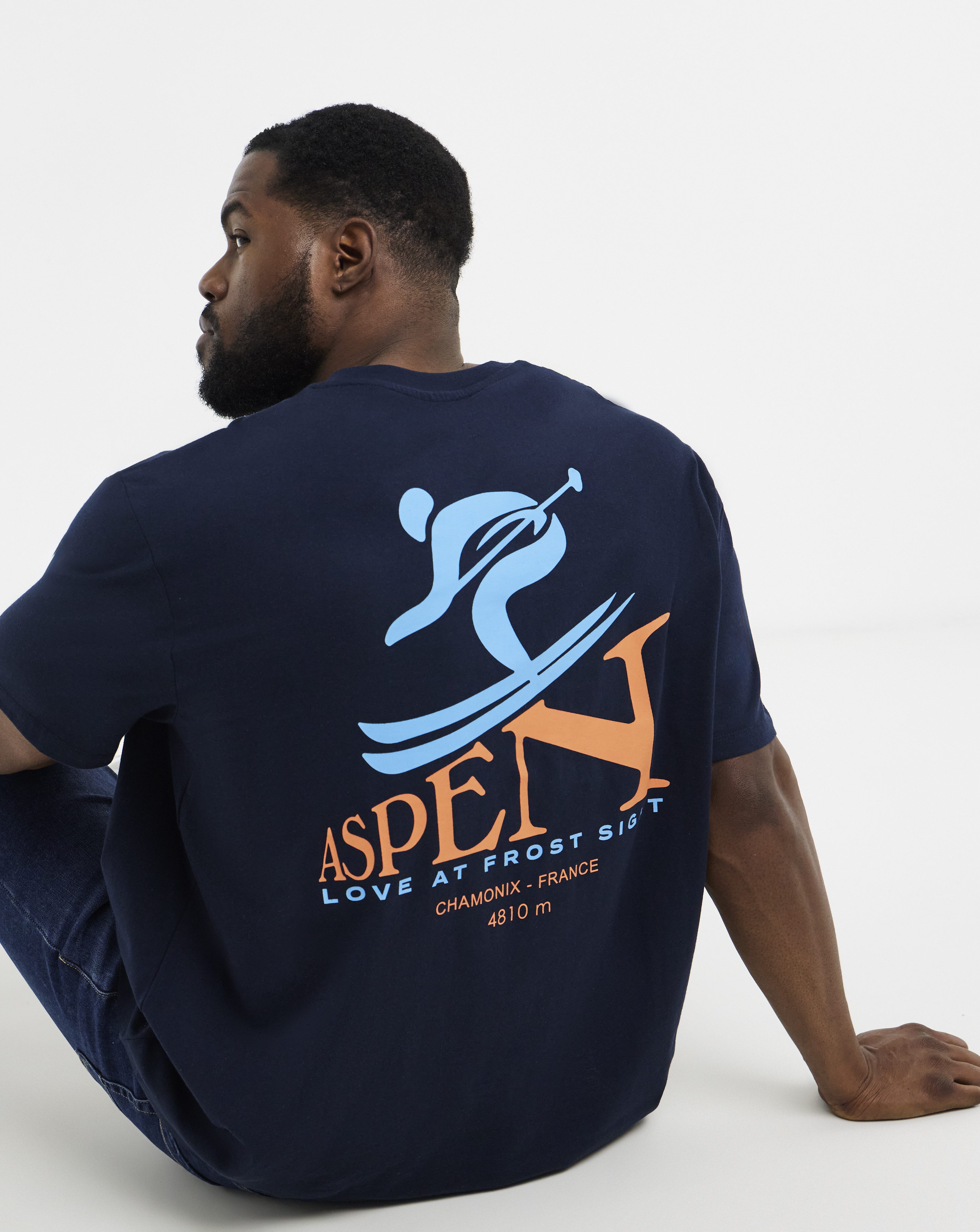 Jack & Jones Navy Aspen Back Graphic T-Shirt 4XL(59)