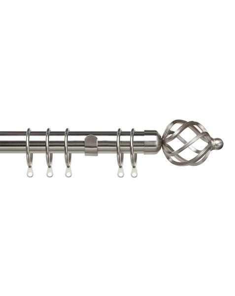 25-28mm Cage Extendable Curtain Pole - Silver Satin