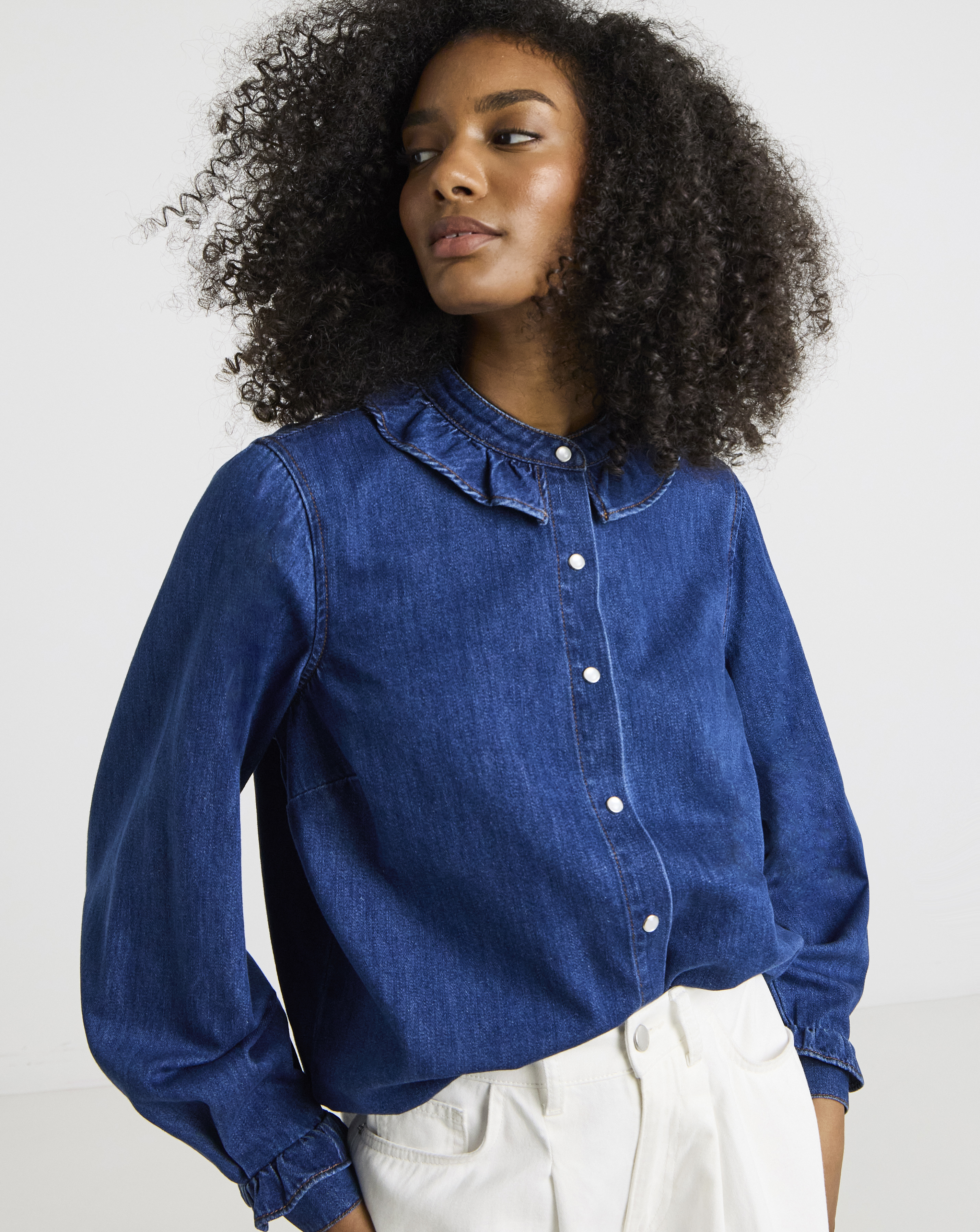 SBE Mid Wash Full Collar Denim Shirt