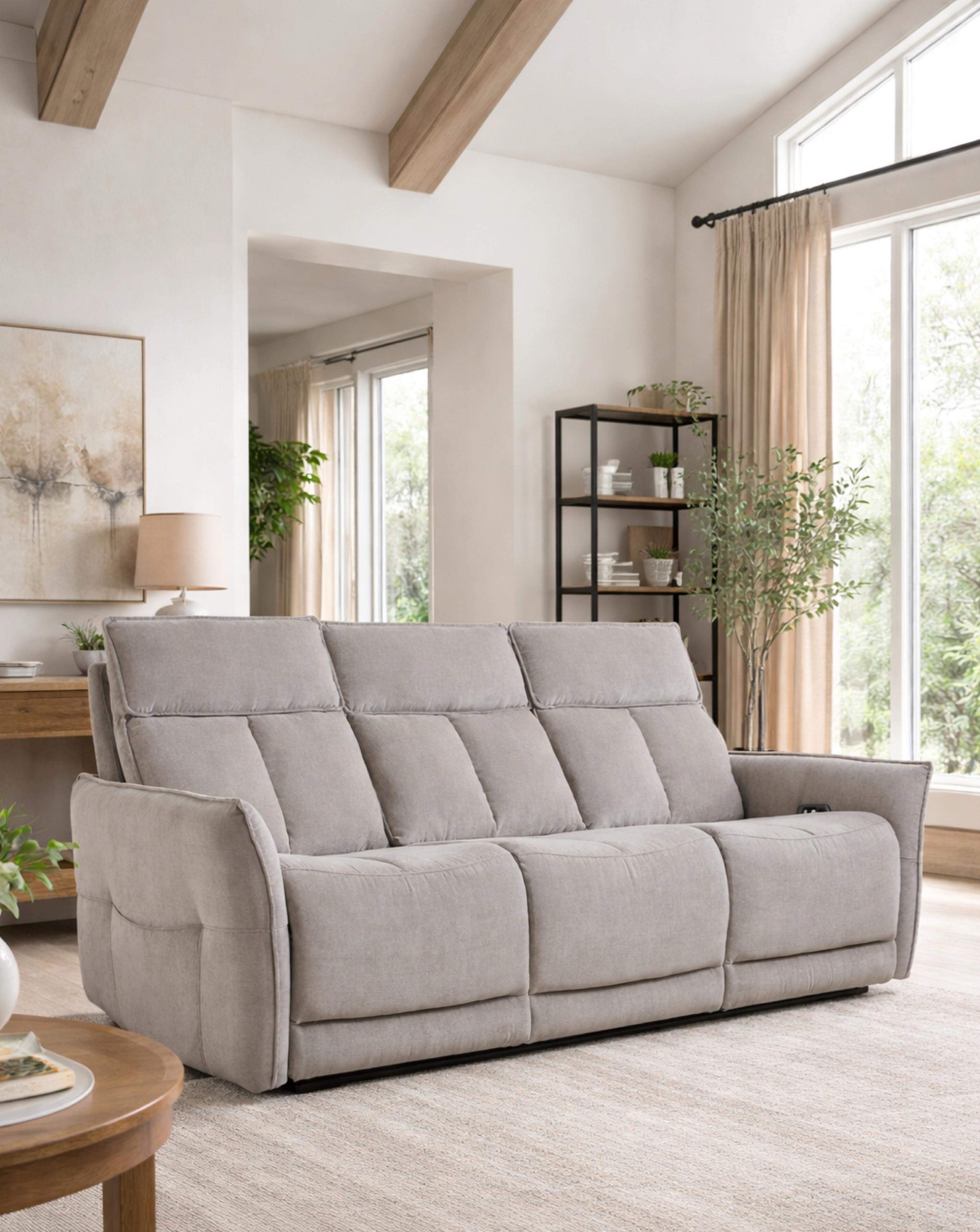 Aspire Natural Ashford Fabric Recliner 3 Seater
