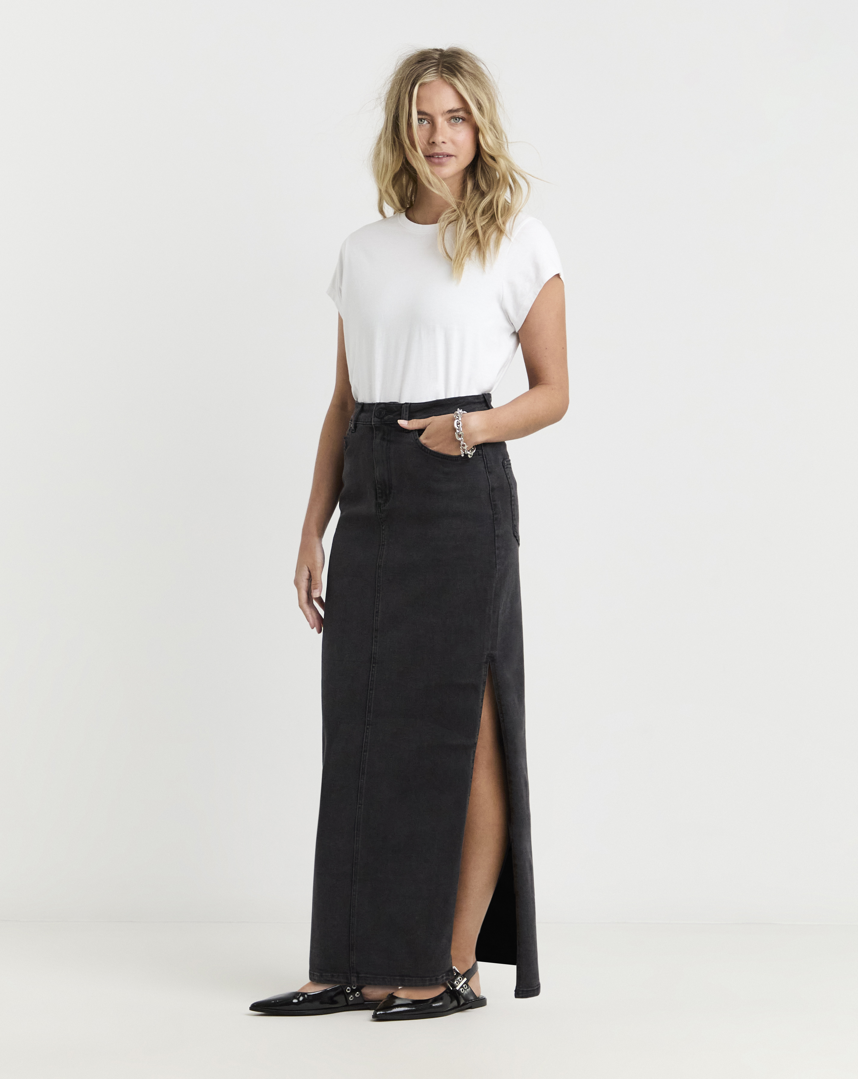 Simply Be - Women's Black Side Split Maxi Skirt - Size 10 - Black