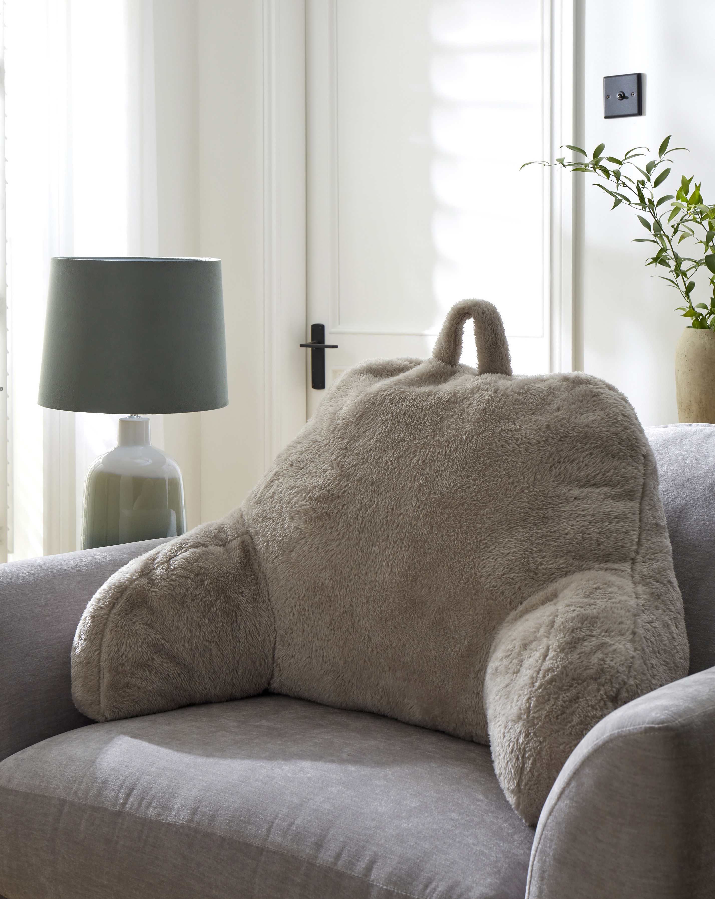 Cuddle Fleece Back Cushion - Natural