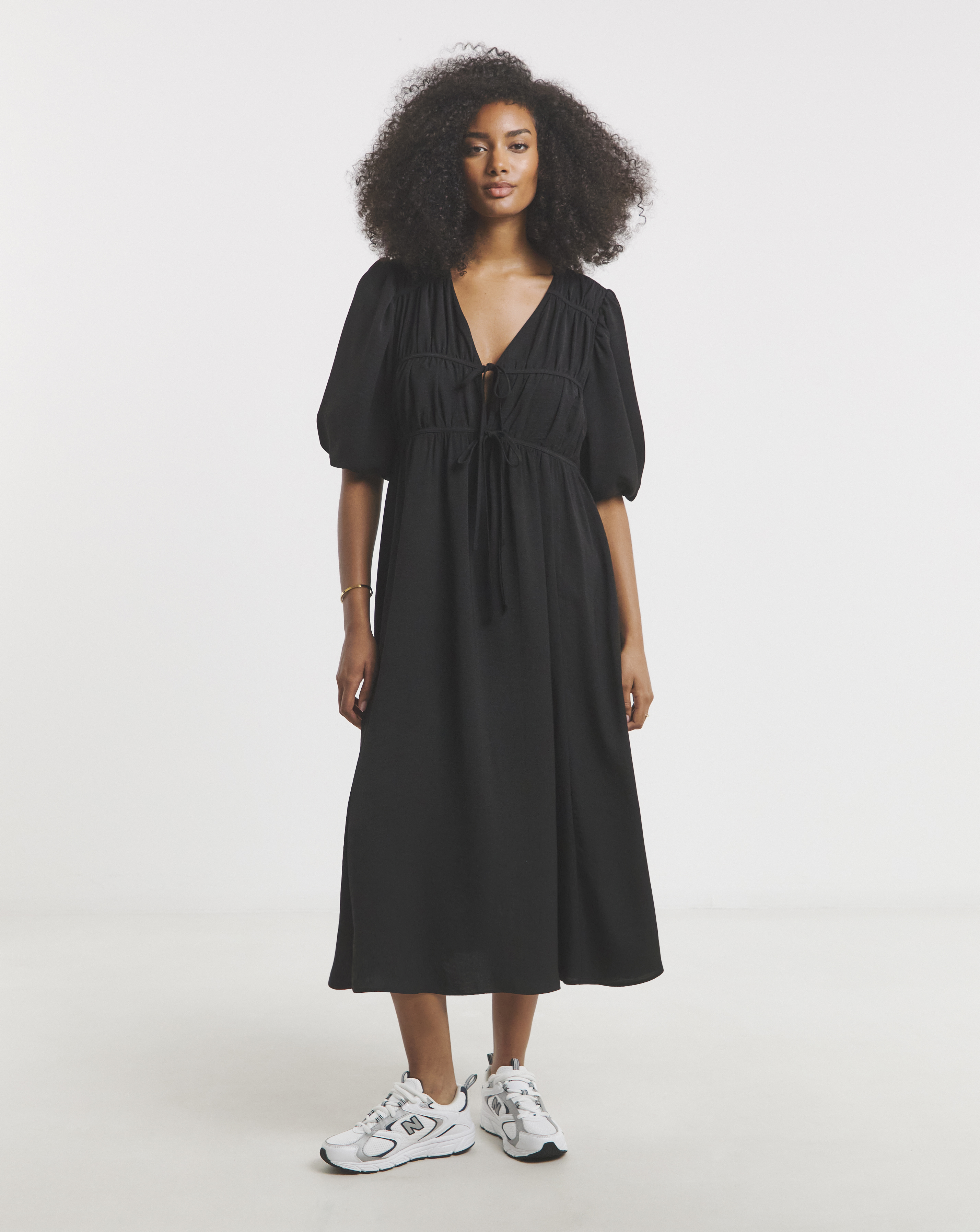 Simply Be - Women's Black Tie Front Midi Dress With Pockets - Size 18 - Black - 62% Polyester 38% Recycled Polyester
