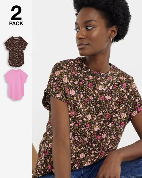 2 Pack Curved Hem Longline top