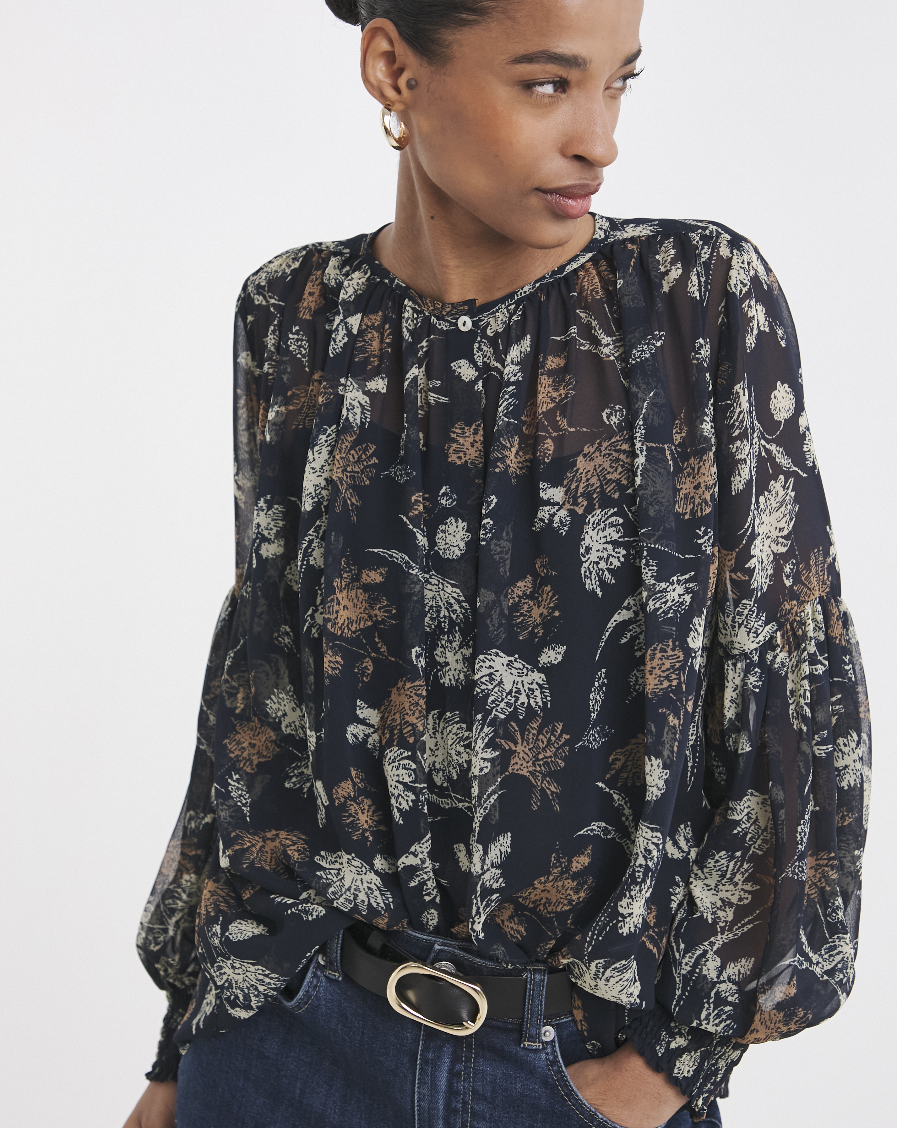 Blouson Sleeve Georgette Blouse
