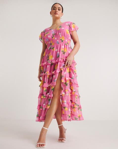 Simply Be - Women's Floral Print Tiered Maxi Dress - Size 32 - Floral print