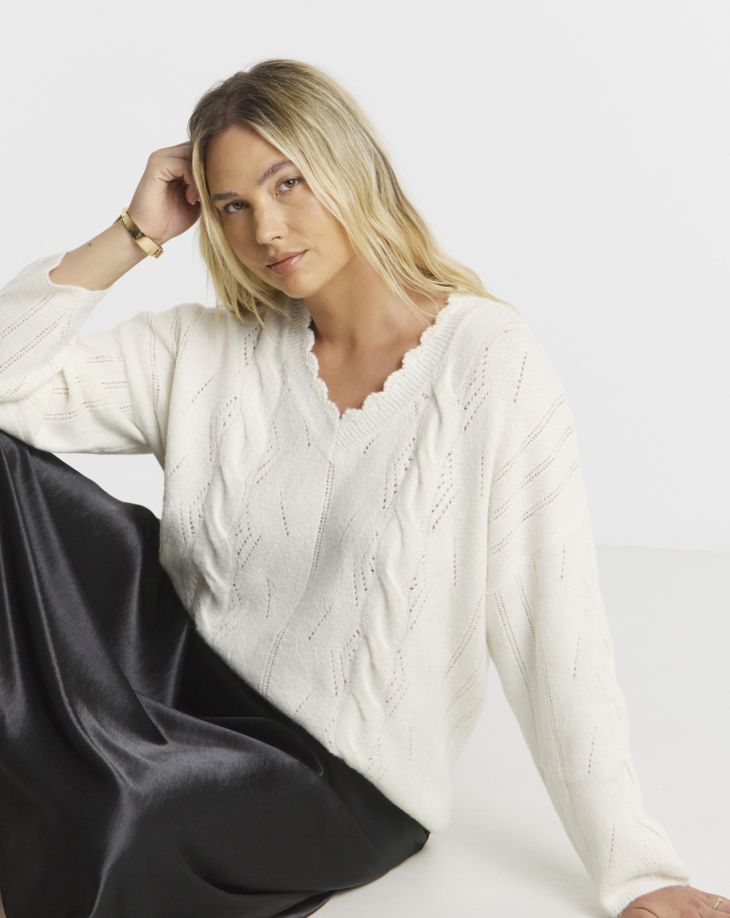 Scallop Edge Pointelle Tunic