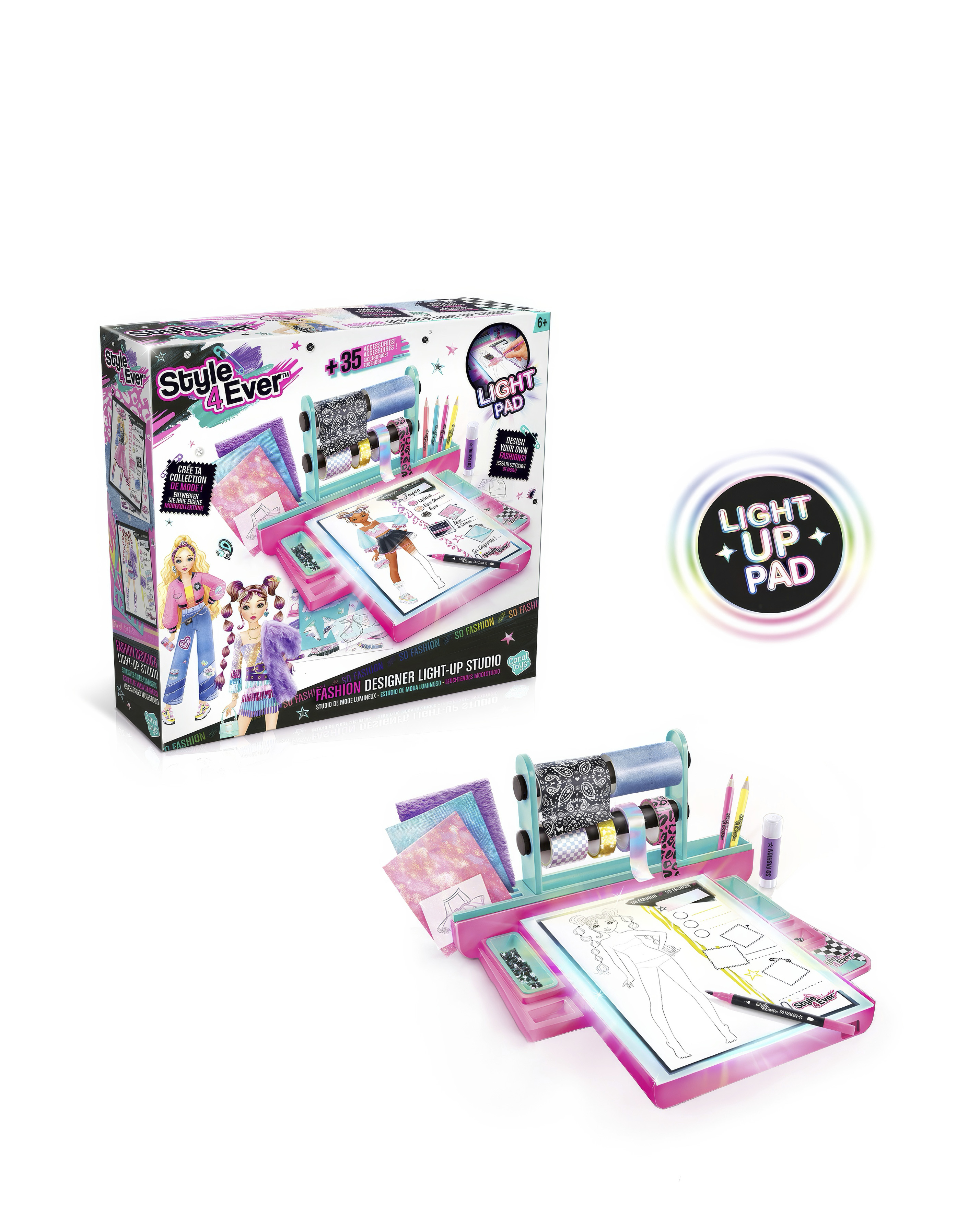 Style 4 Ever Fashion Designer Studio - Light Up Studio for Kids - Drawing & Design Toy