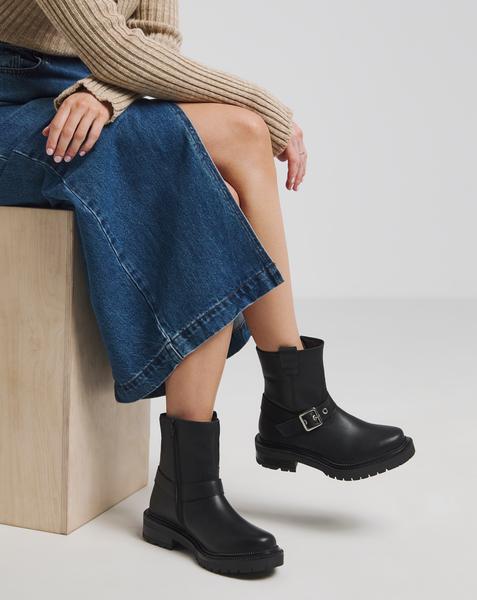 Multi Buckle Ankle Biker Boot Ex Wide