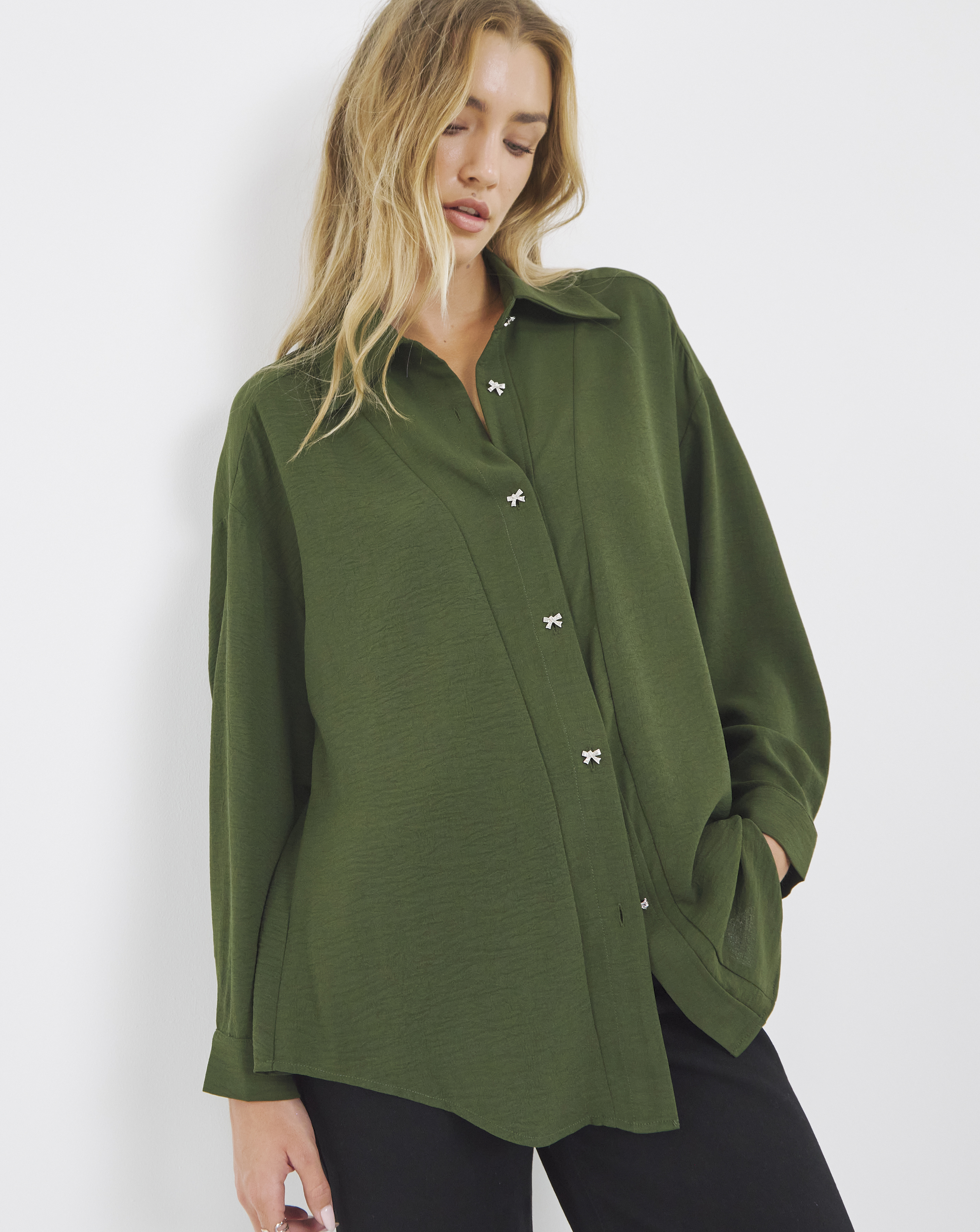 Bow Button Detail Shirt