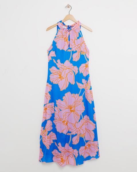 Ro&Zo Floral Satin Twist Halter Neck