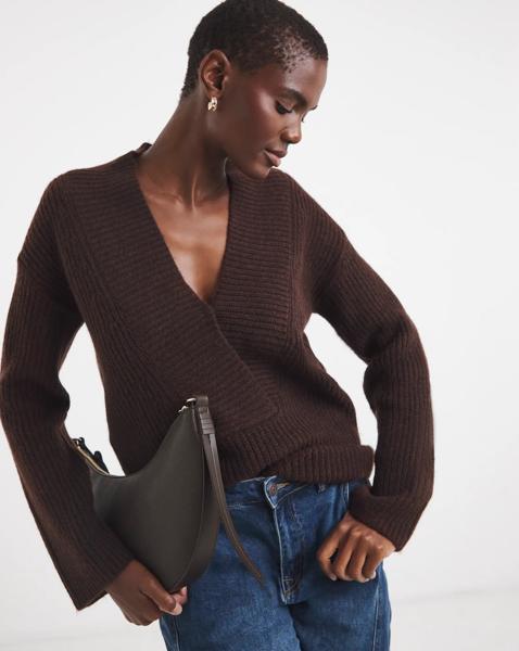 Deep V Neck Knitted Jumper