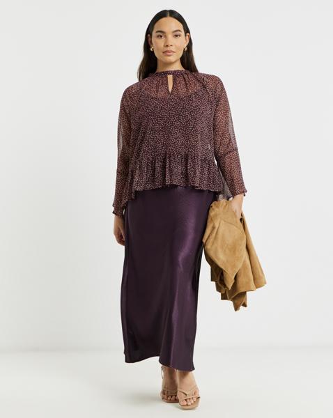 Simply Be Plum Satin Maxi Skirt