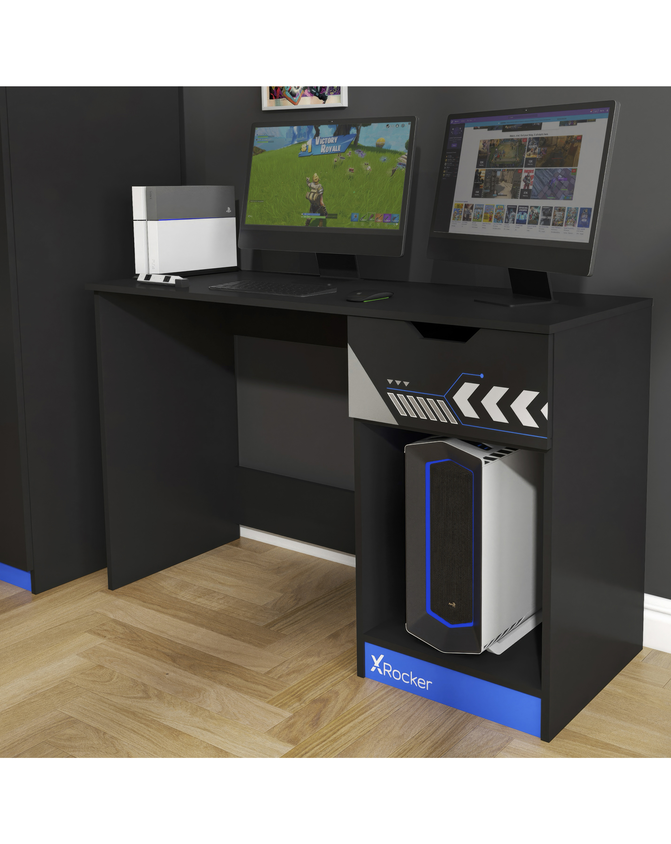 Octane Gaming Desk with Drawer - Blue
