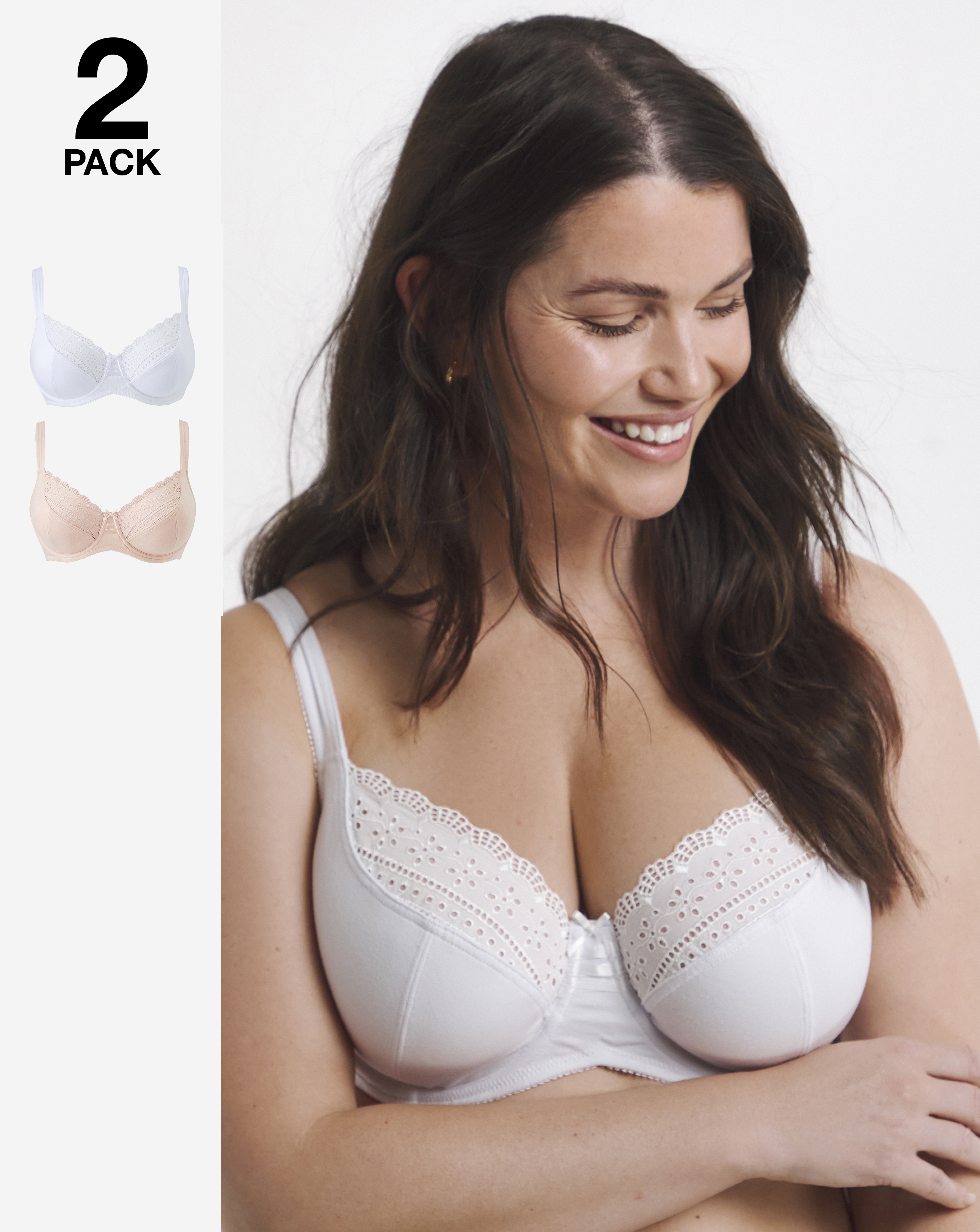 2 Pack Jane Full Cup Blush/White Bras