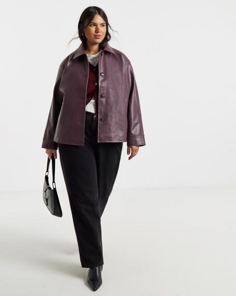 Simply Be Faux Leather Button Shacket