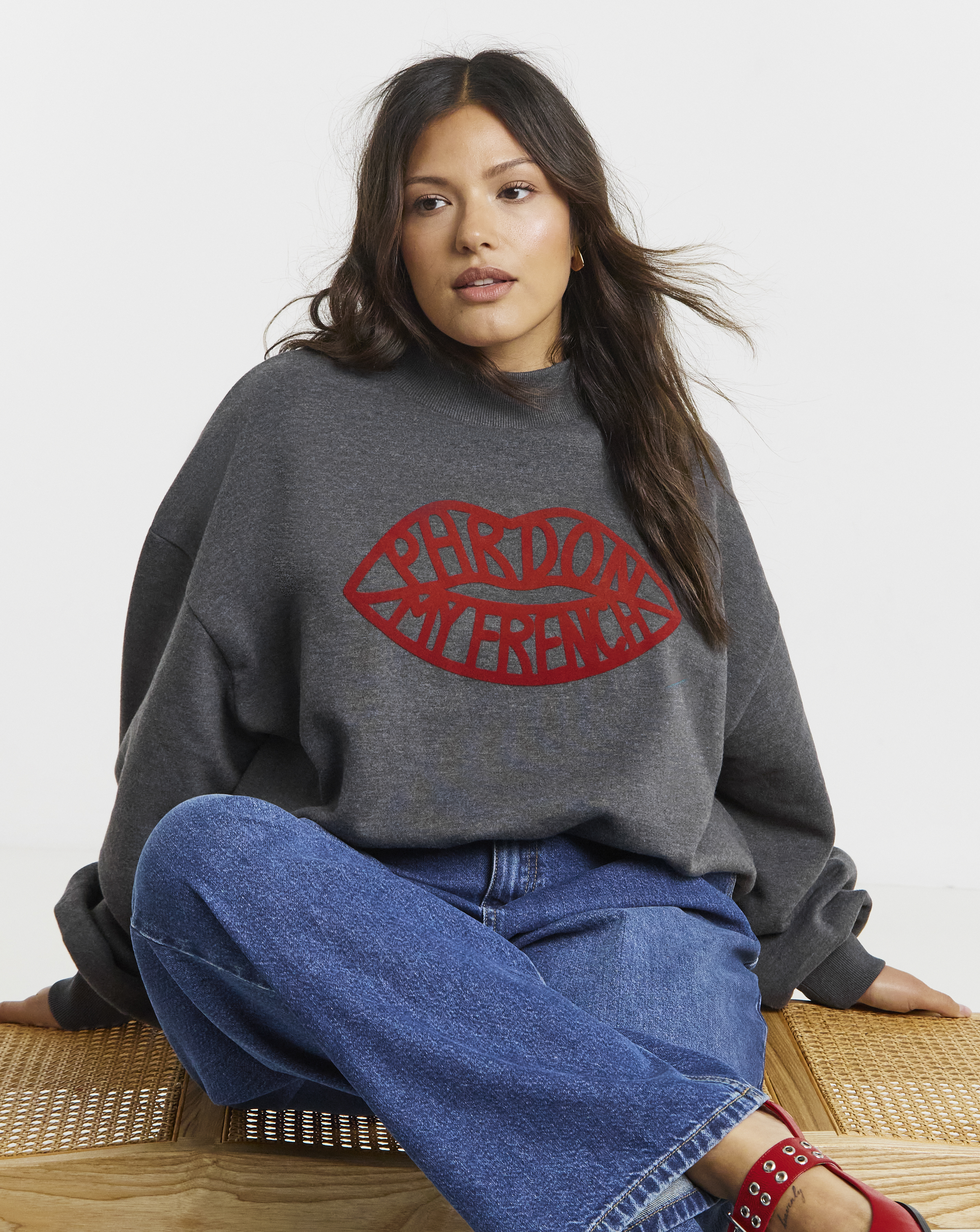 Mon Cherie Flocked High Neck Sweat