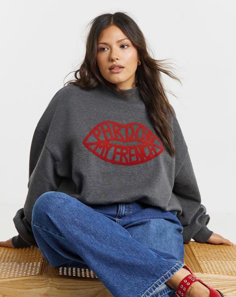 Mon Cherie Flocked High Neck Sweat