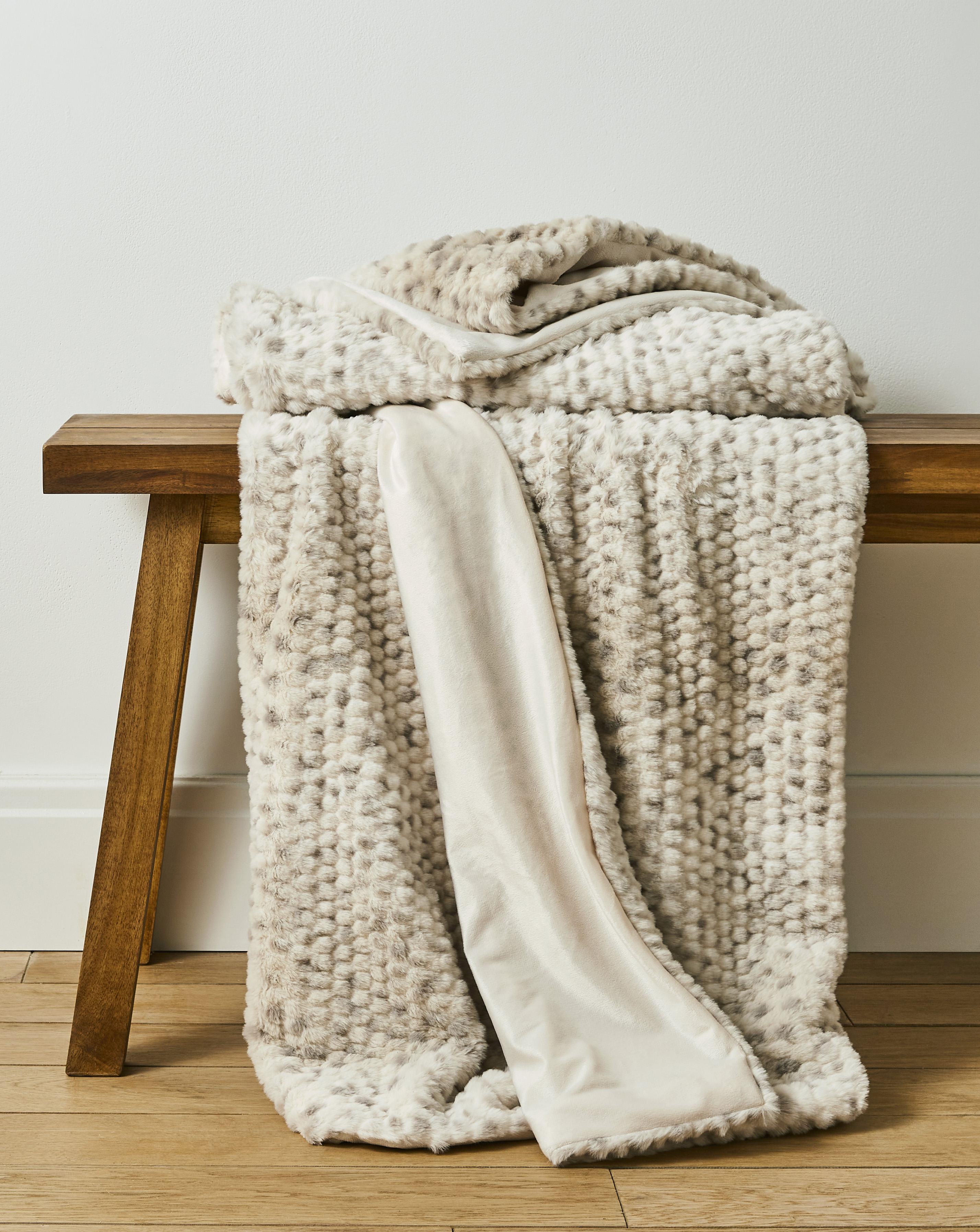 Textured Faux Fur Throw