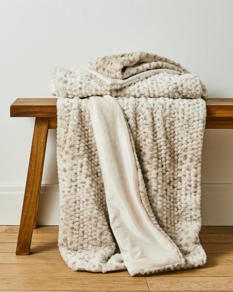 Textured Faux Fur Throw