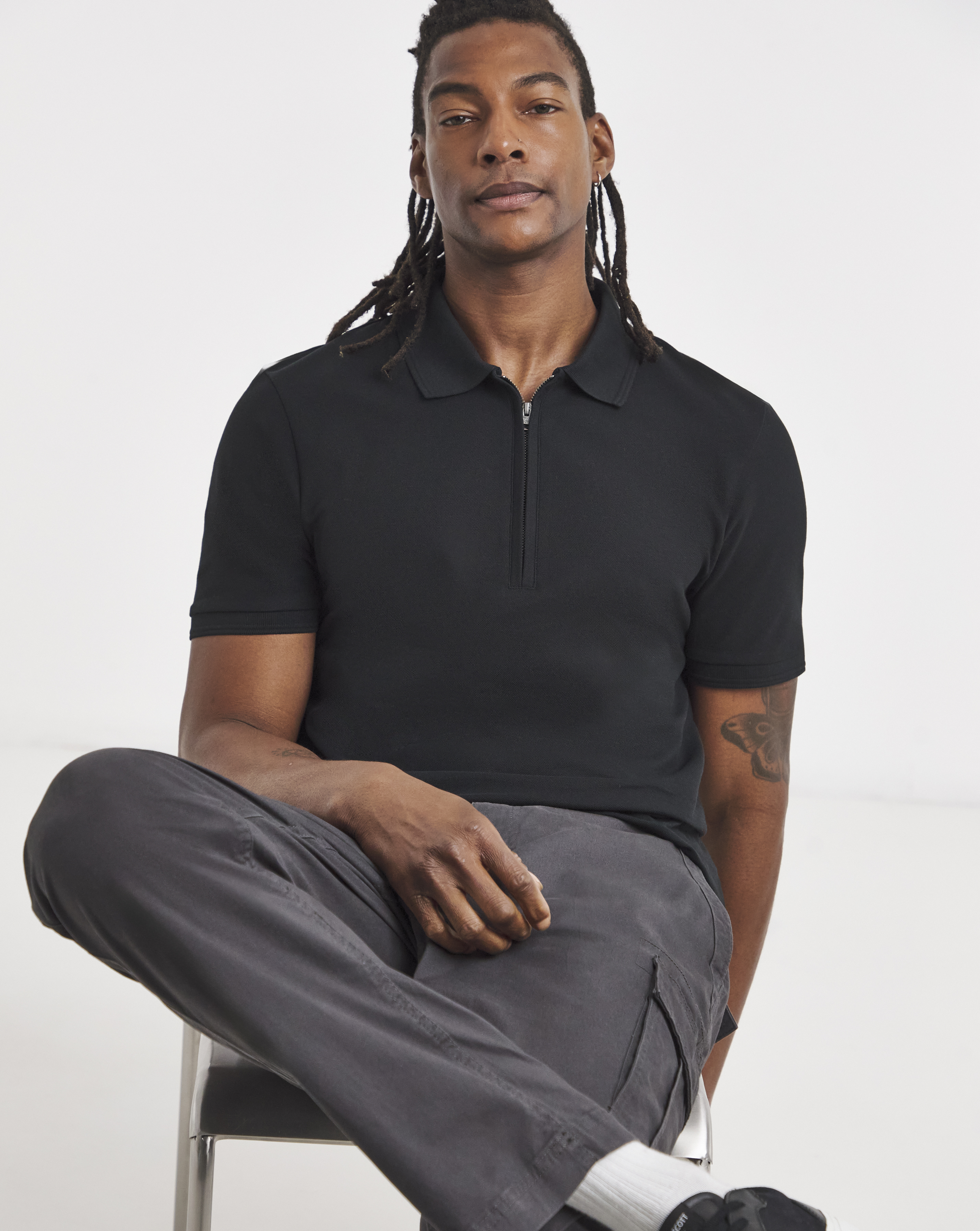 Lyle & Scott Half Zip Polo - Black