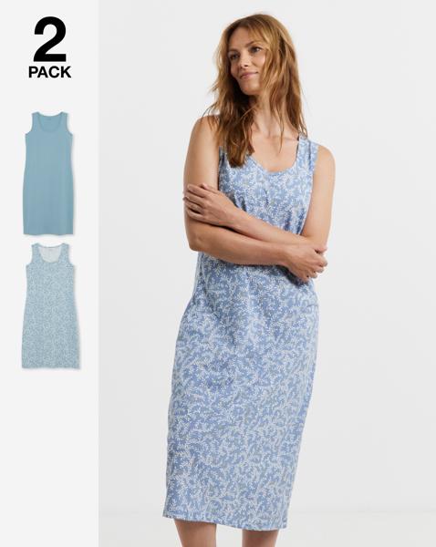 Value (2 Pack) Maxi Nighties Leaf Print