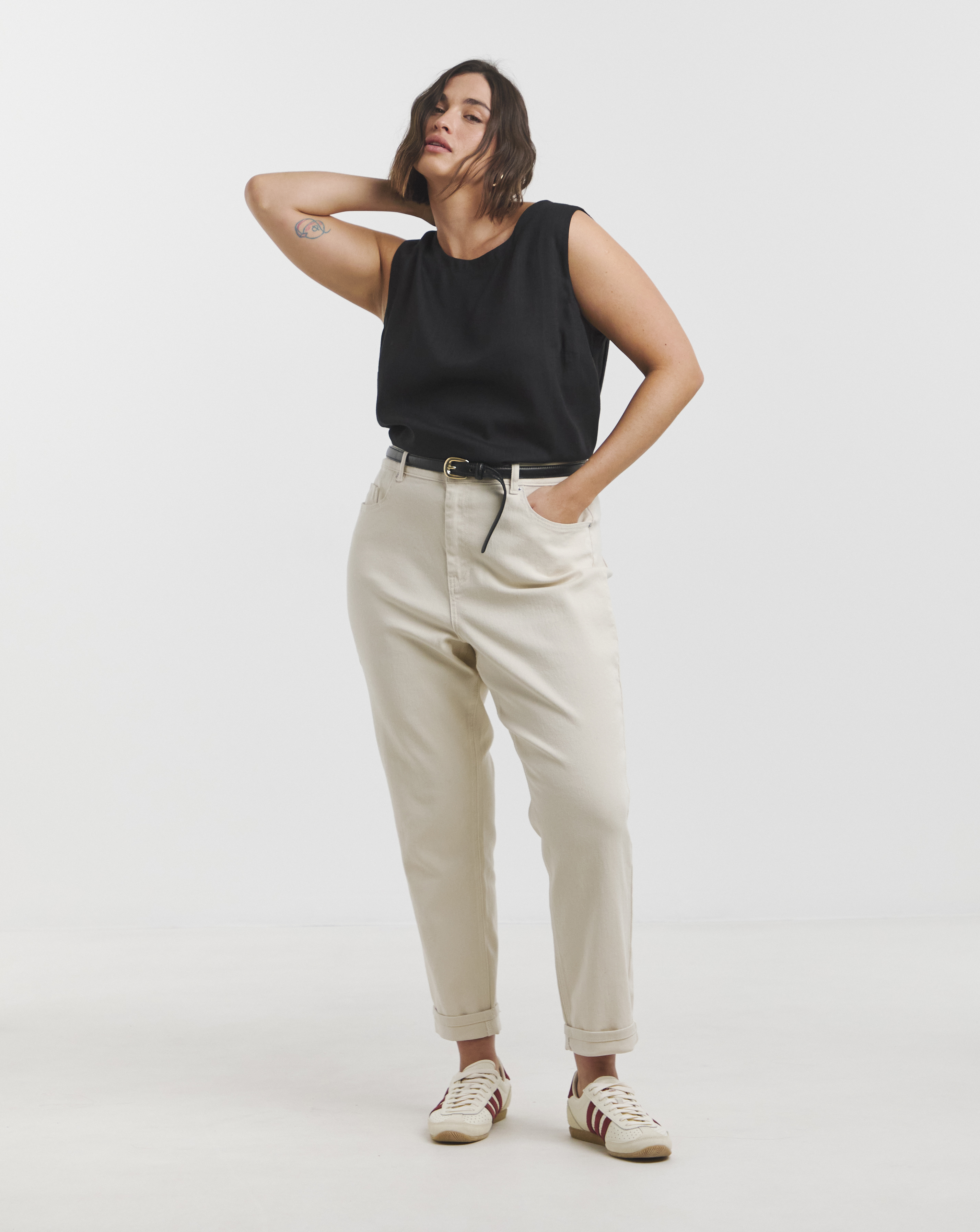 Simply Be Off White Loose Mom Jeans