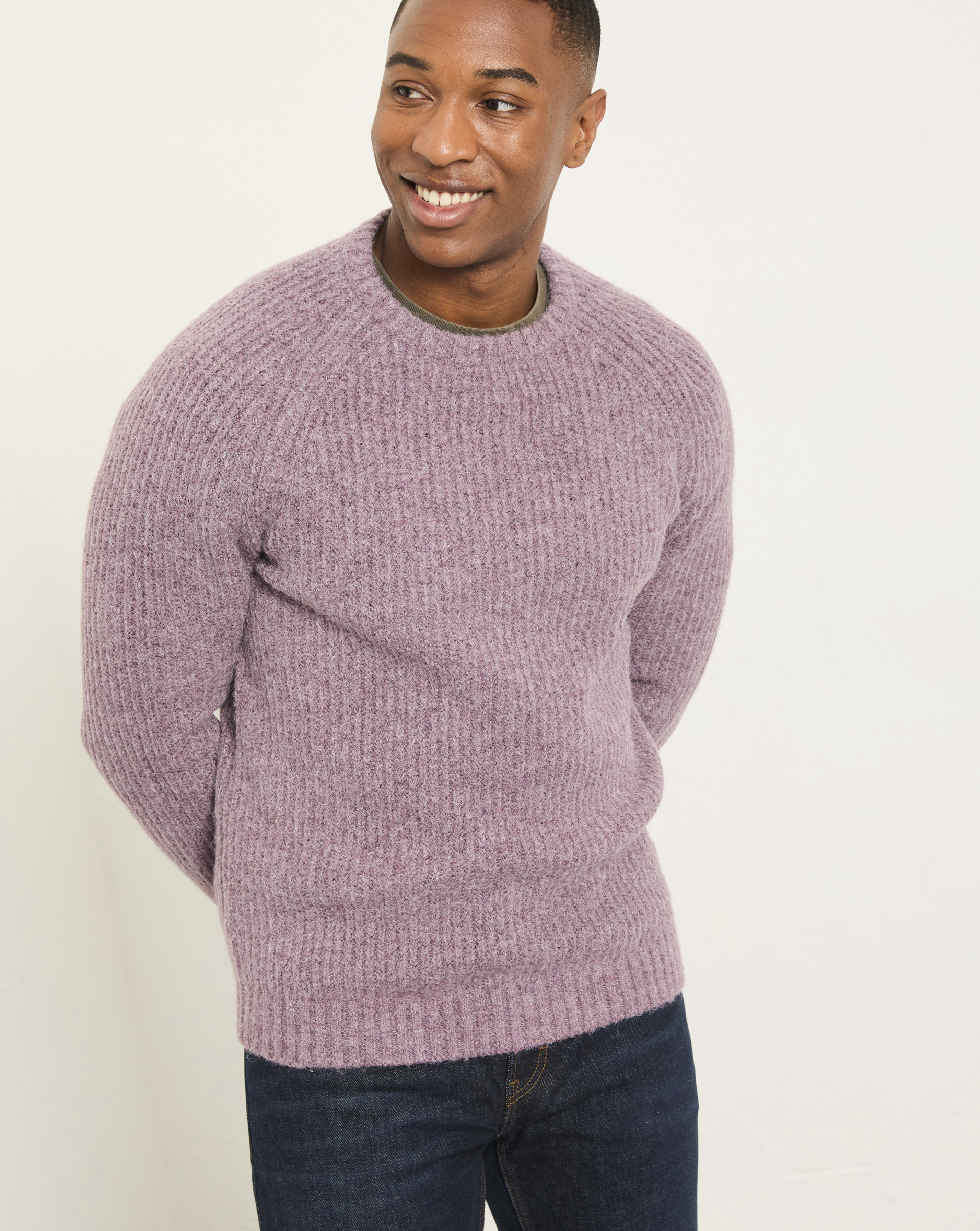 Fatface Purple Sefton Knitted Crew Neck Jumper - Large