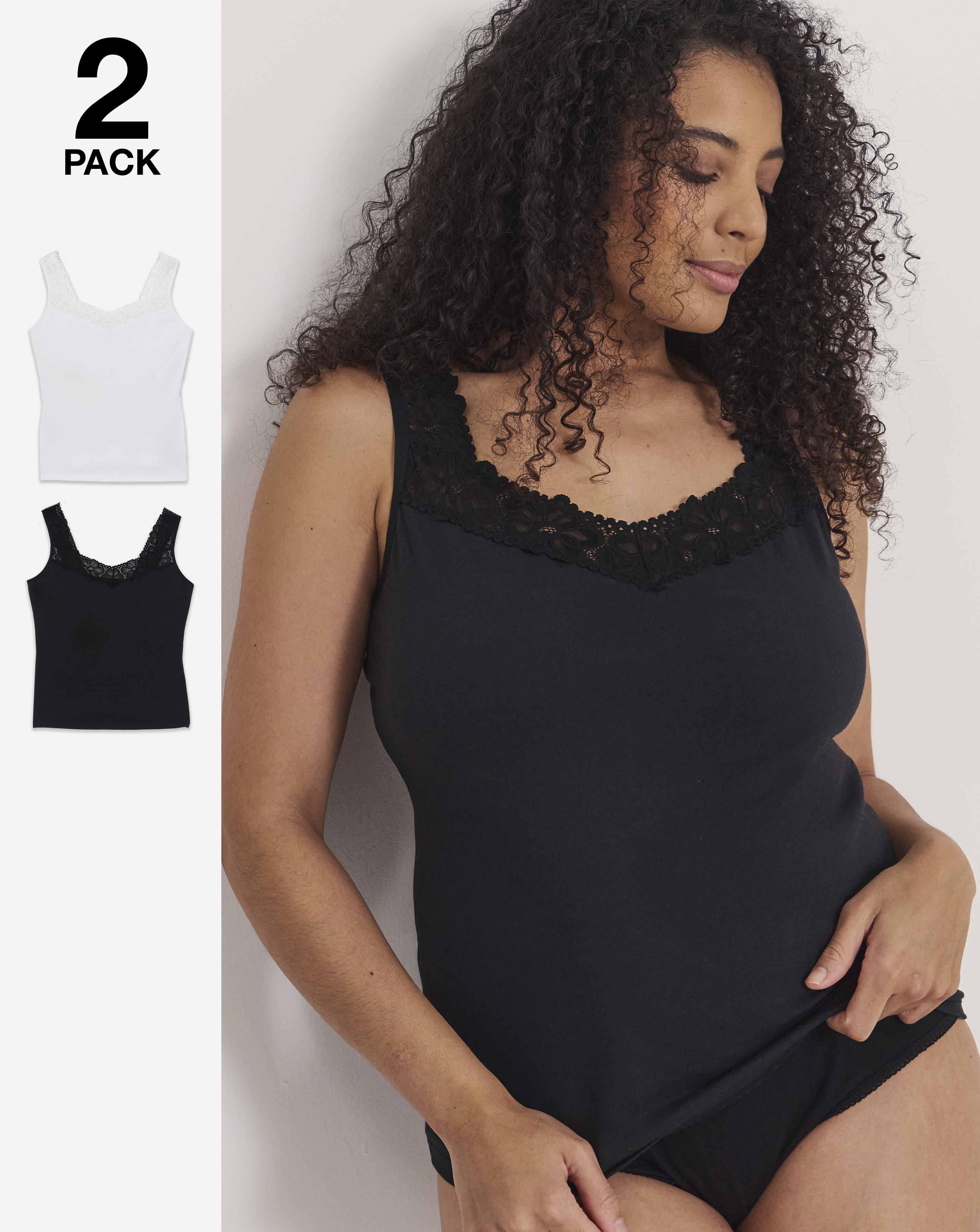 2 Pack Lace Trim Vests