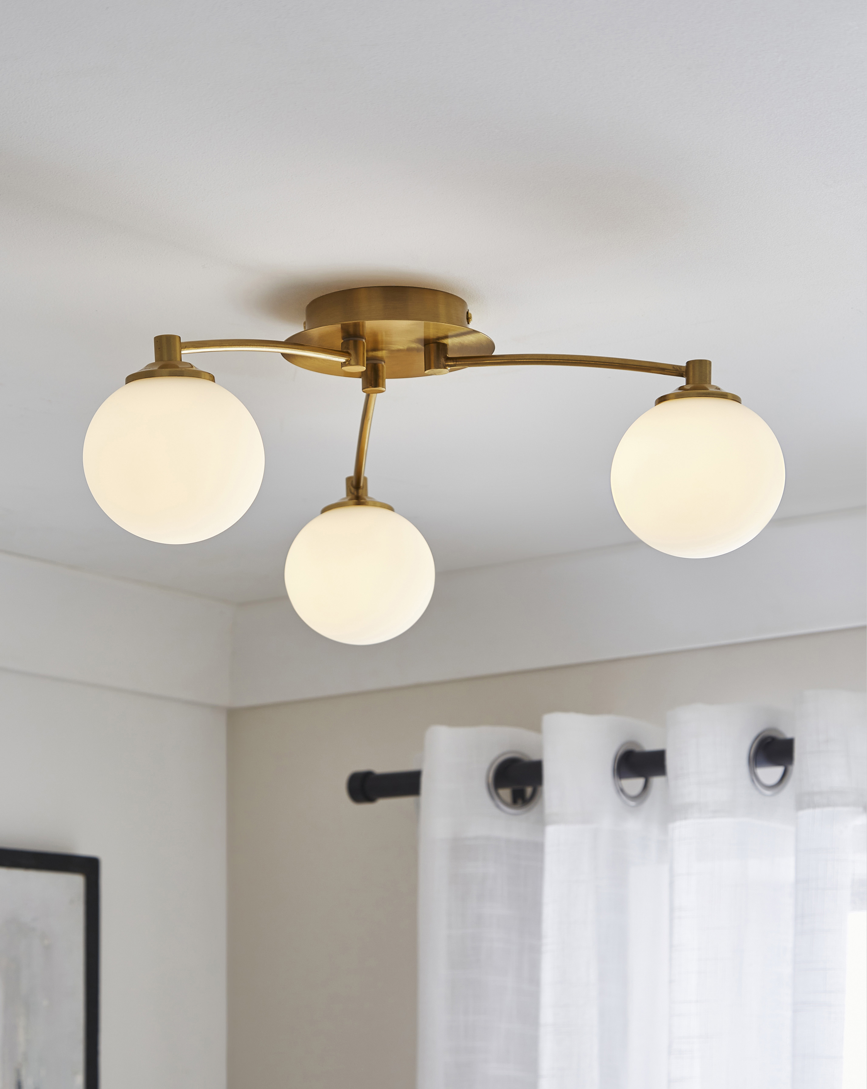 Searchlight Brass 3 Glass Shades Ceiling Light