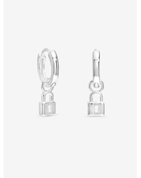 Sterling Silver 925 Padlock Charm Hoops