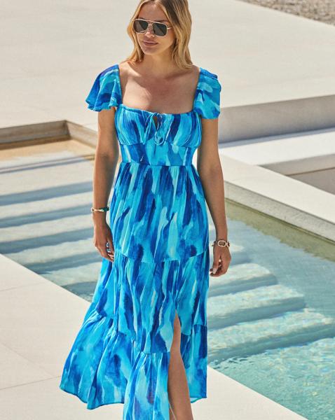 SOSANDAR ABSTRACT CRINKLE MAXI DRESS