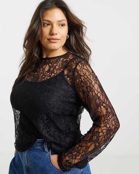 Lace Crew Neck Top
