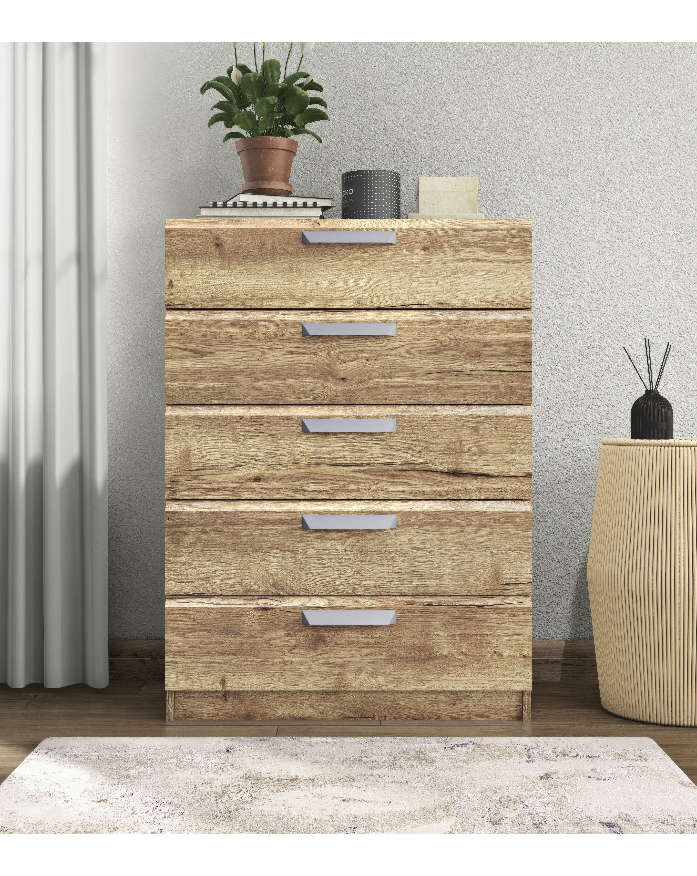 Lugo Assembled 5 Drawer Wide Chest