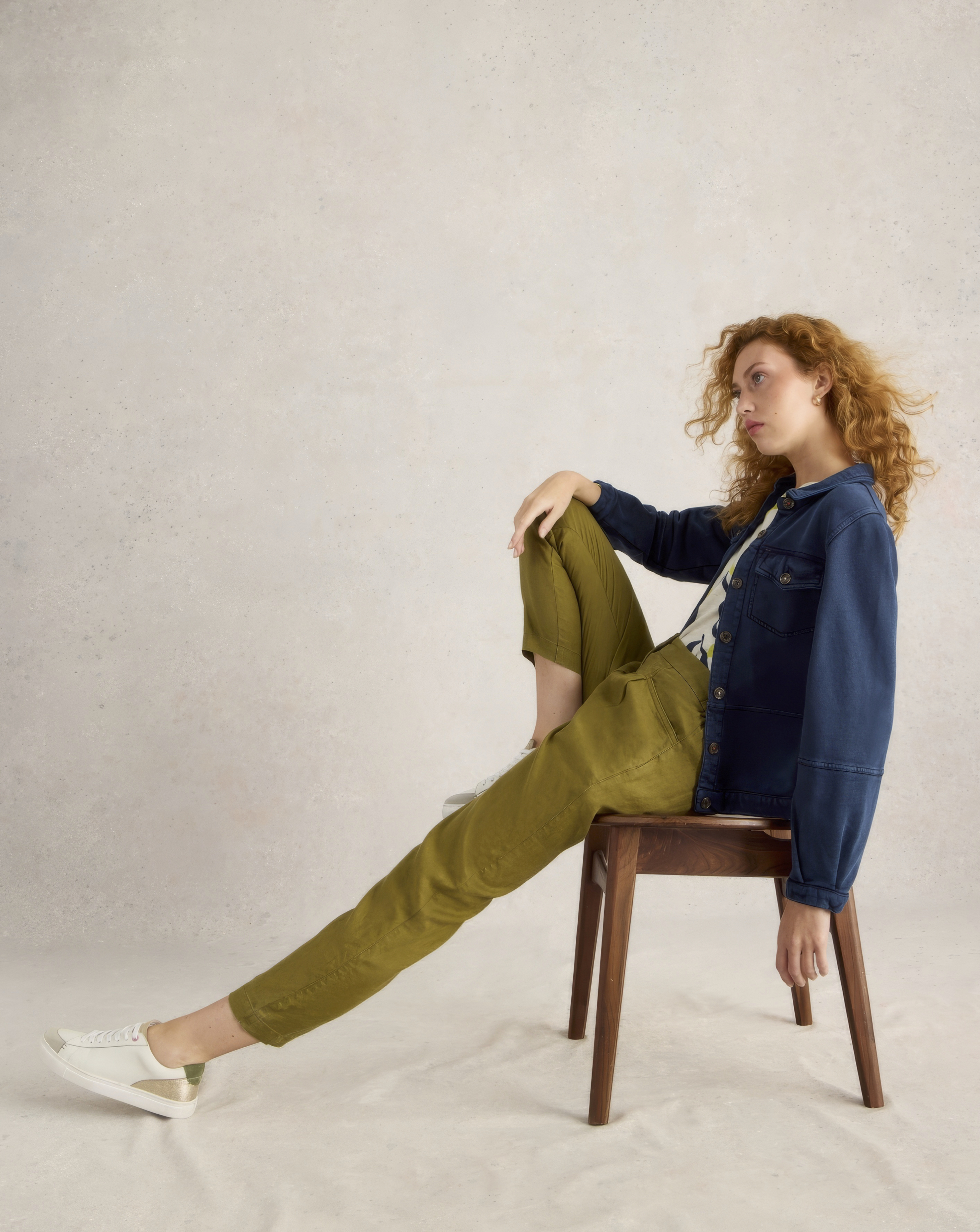 White Stuff Linen Trousers Khaki - Tapered Fit - Full Length - 100% Linen - Size 10