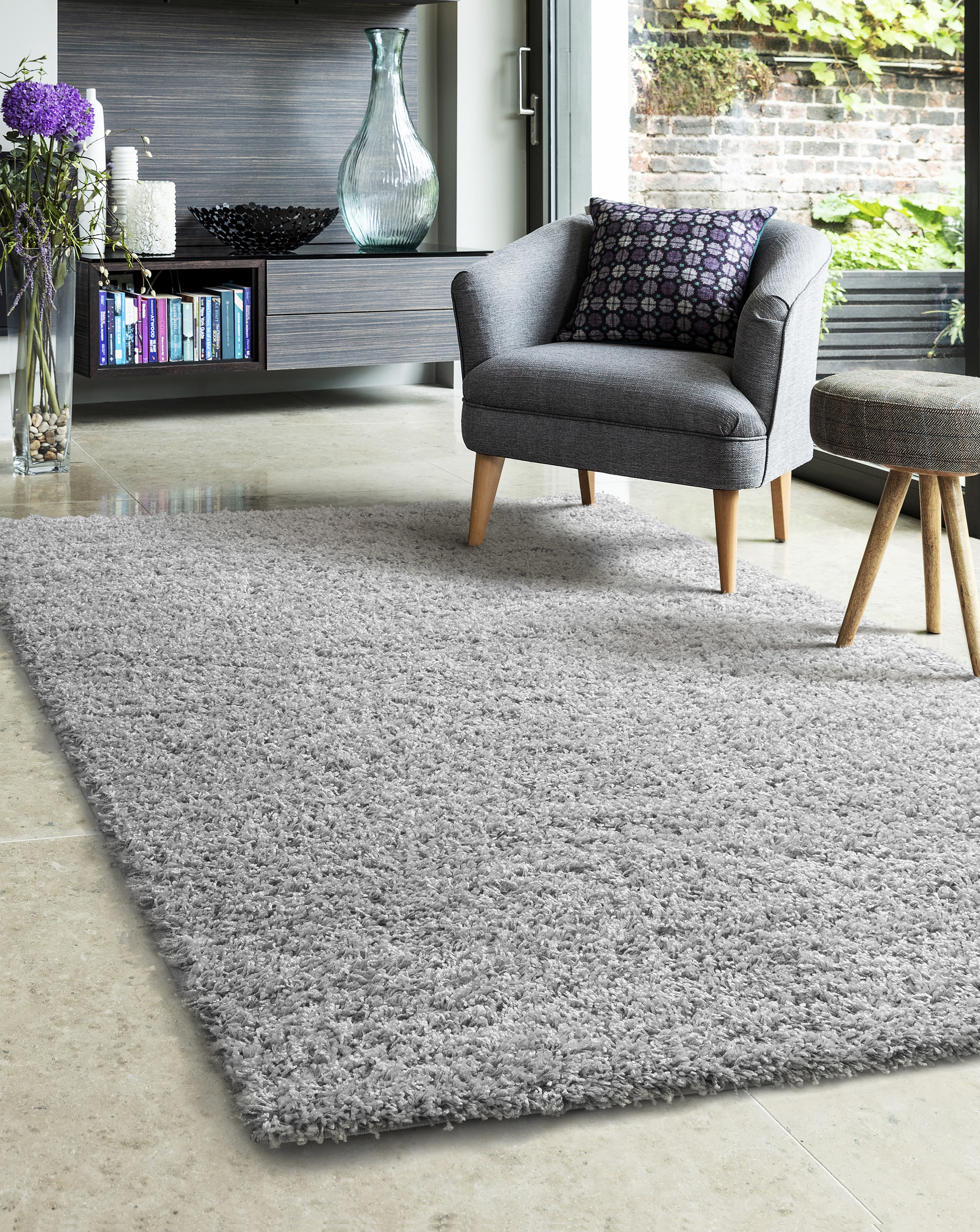 Homemaker Silver Jazz Shaggy Cosy Rug 80X150