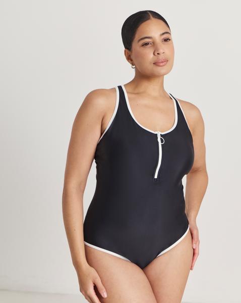 Sports Swimsuit Zip Front Racer Back - Image