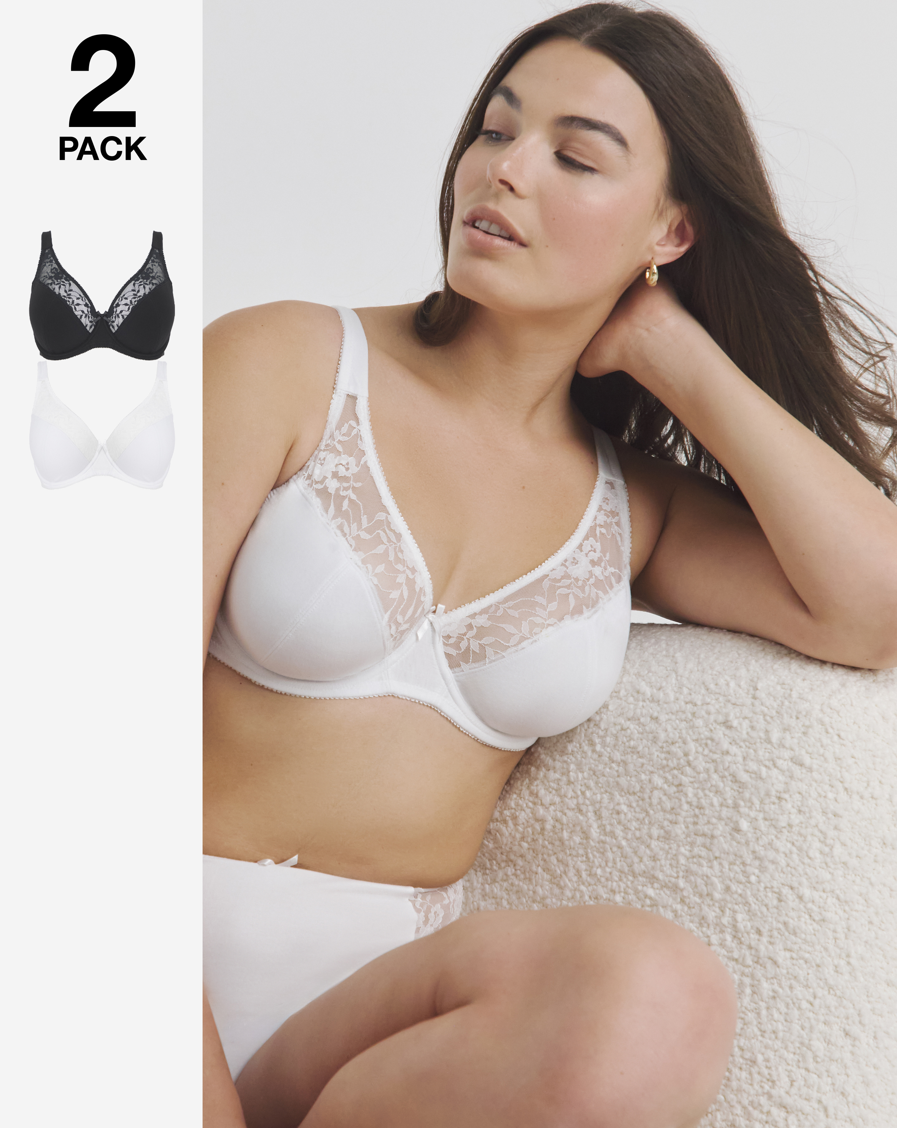2 Pack Lace Full Cup Wired Bras