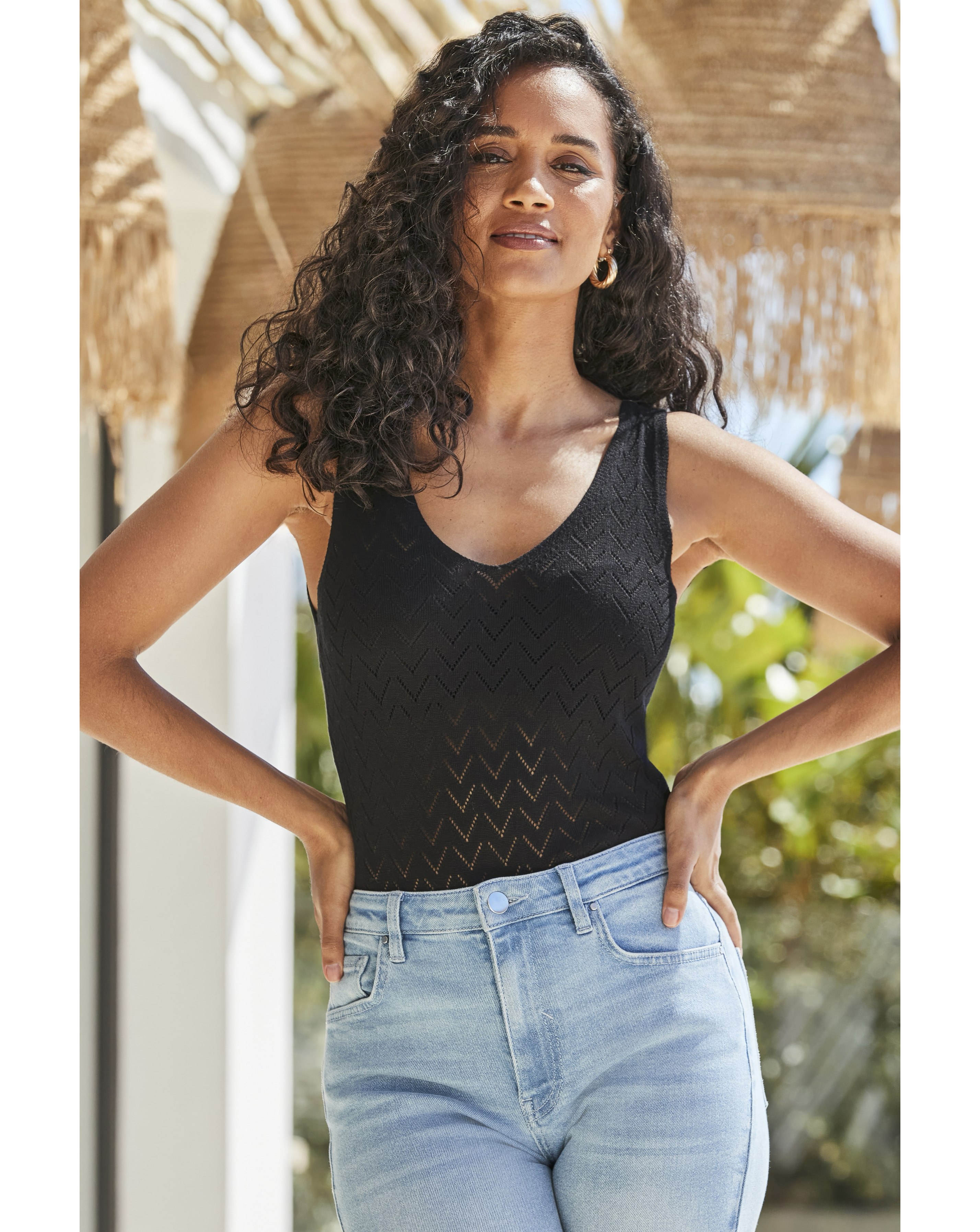 Sosandar Metallic Pointelle Vest